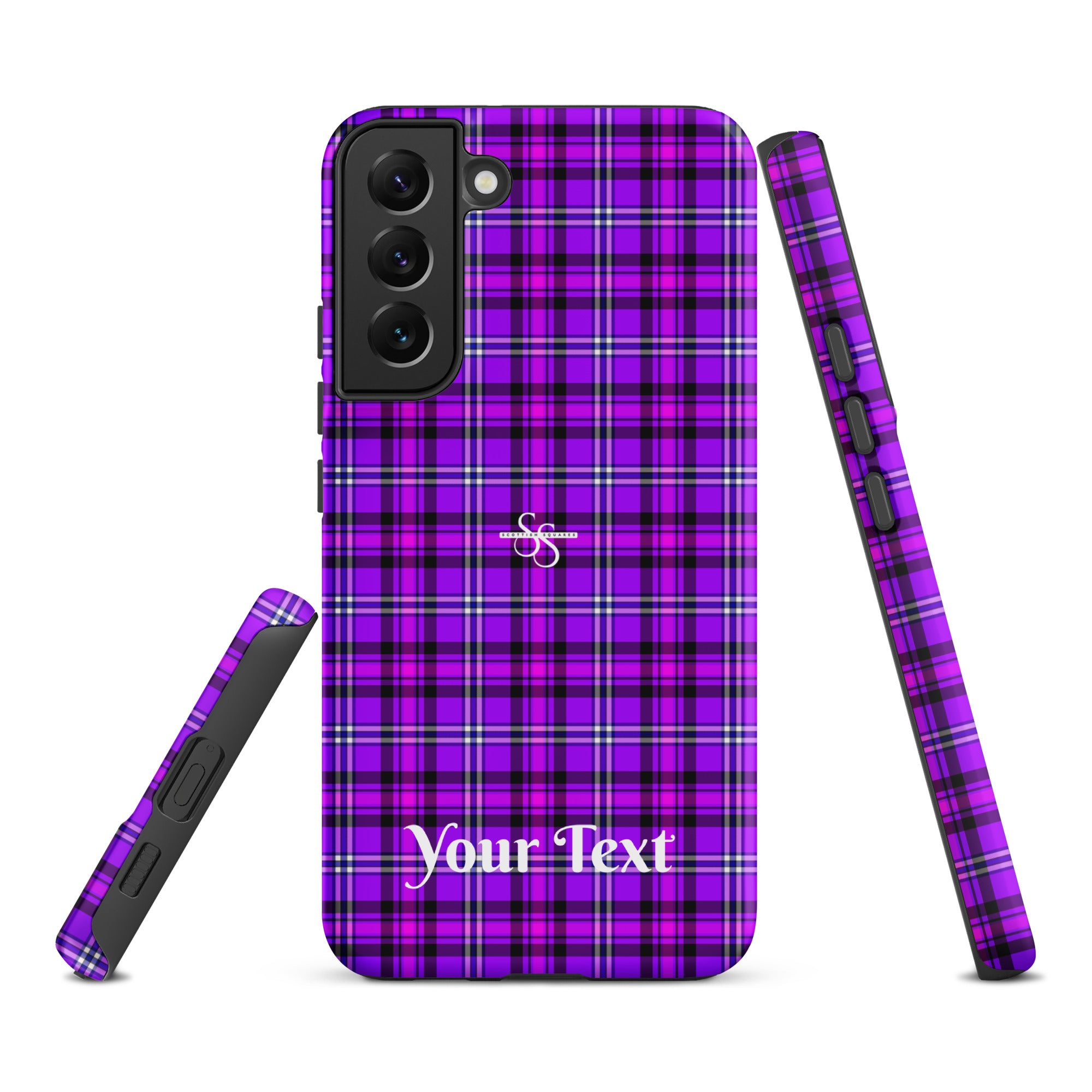Personalized Electric Violet and Fuchsia Plaid Samsung Tough Case - Scottish Squares