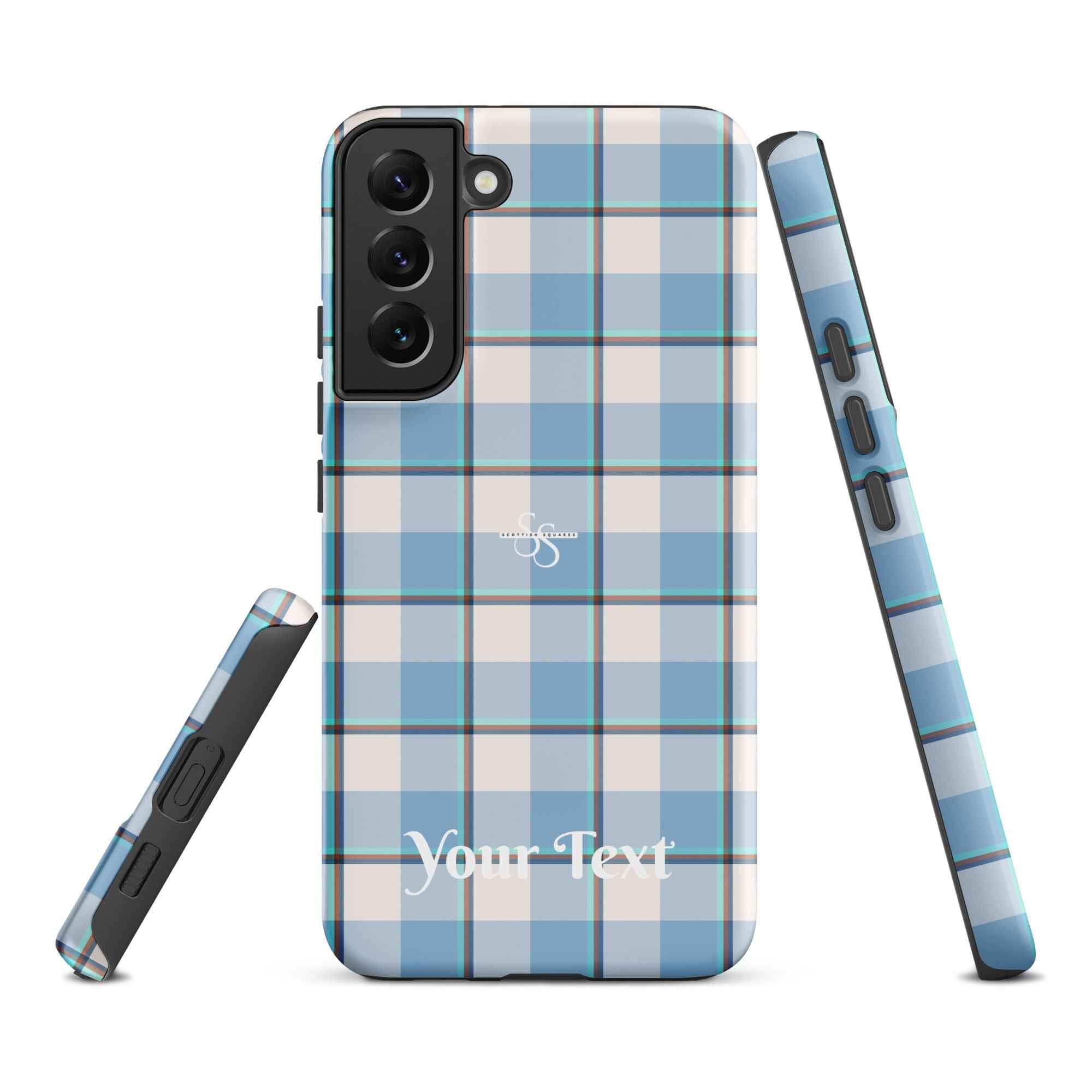 Personalized Pink Cloud and Blue Lagoon Plaid Samsung Tough Case - Scottish Squares
