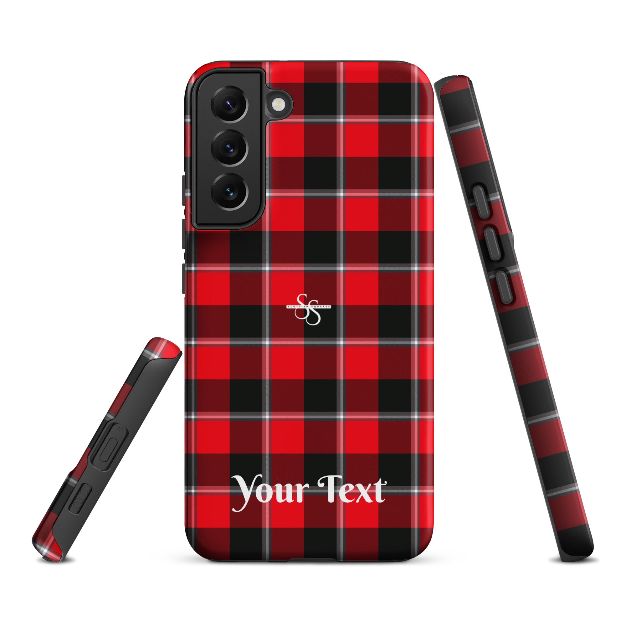Personalized Red Ribbon and Heavy Metal Plaid Samsung Tough Case - Scottish Squares