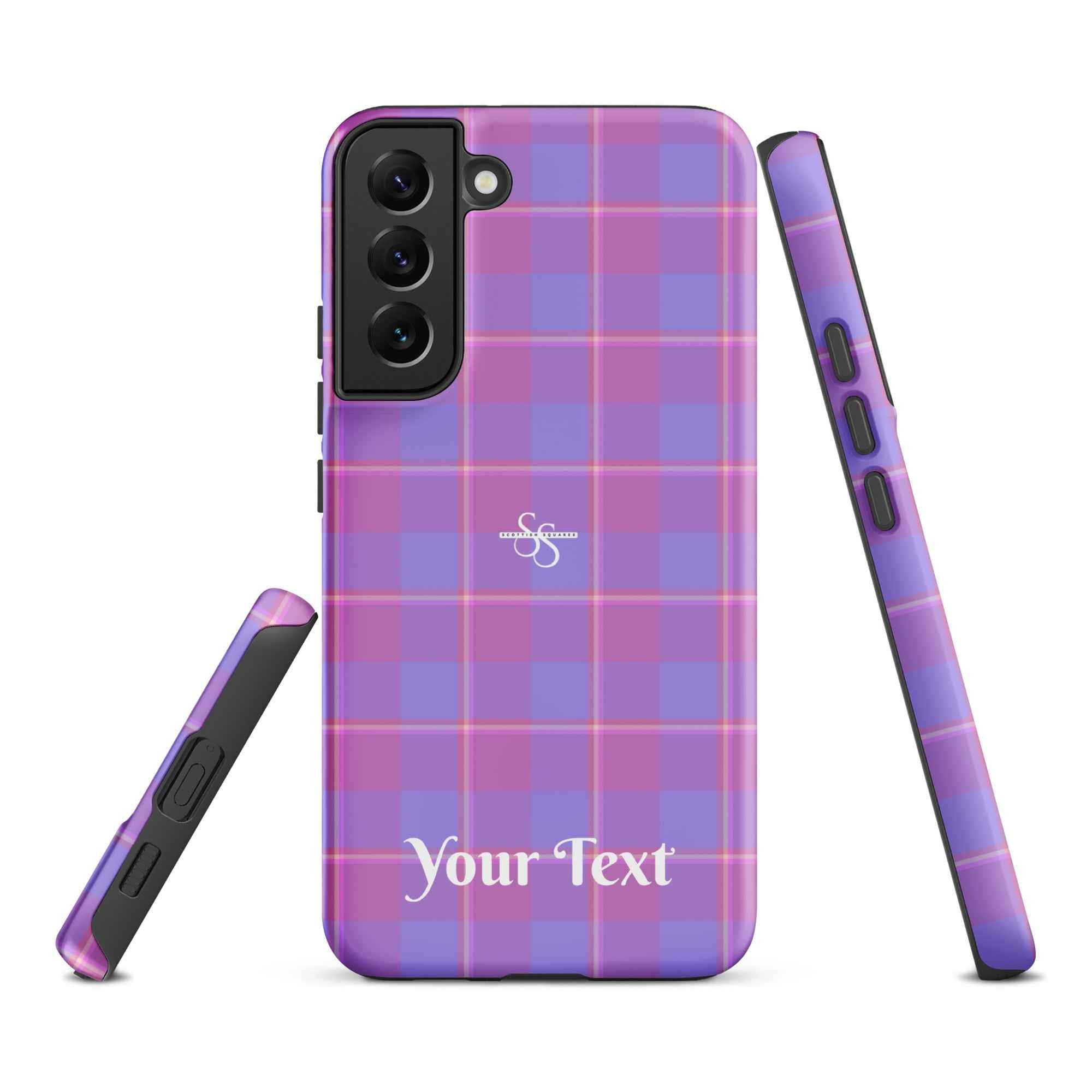 Personalized Viola and Dull Lavender Plaid Samsung Tough Case - Scottish Squares