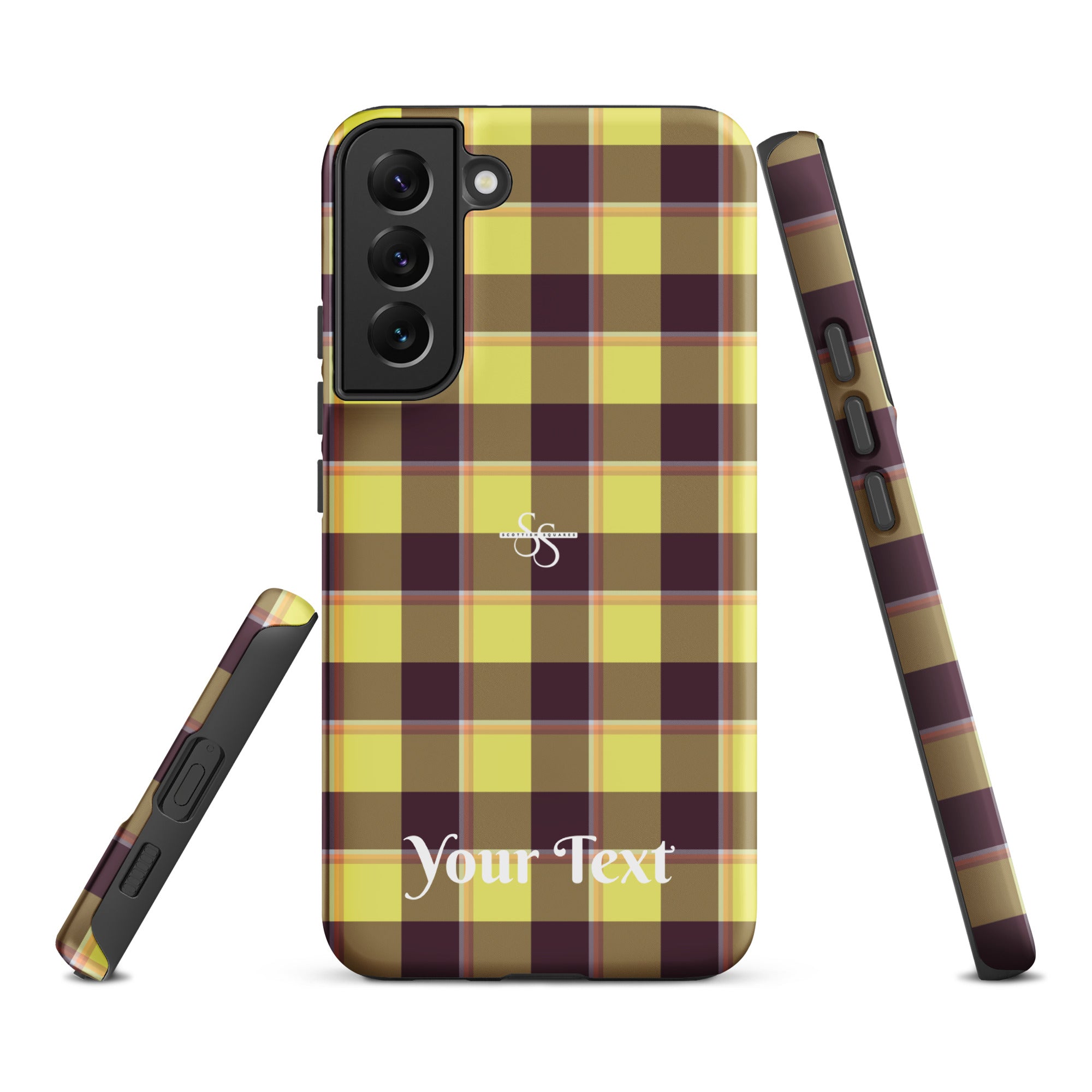 Personalized Flax and Livid Brown Plaid Samsung Tough Case - Scottish Squares