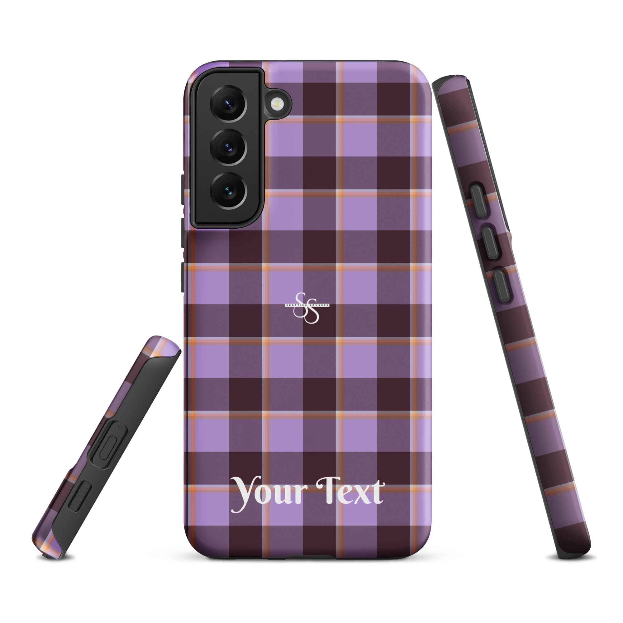 Personalized Light Wisteria and Livid Brown Plaid Samsung Tough Case - Scottish Squares