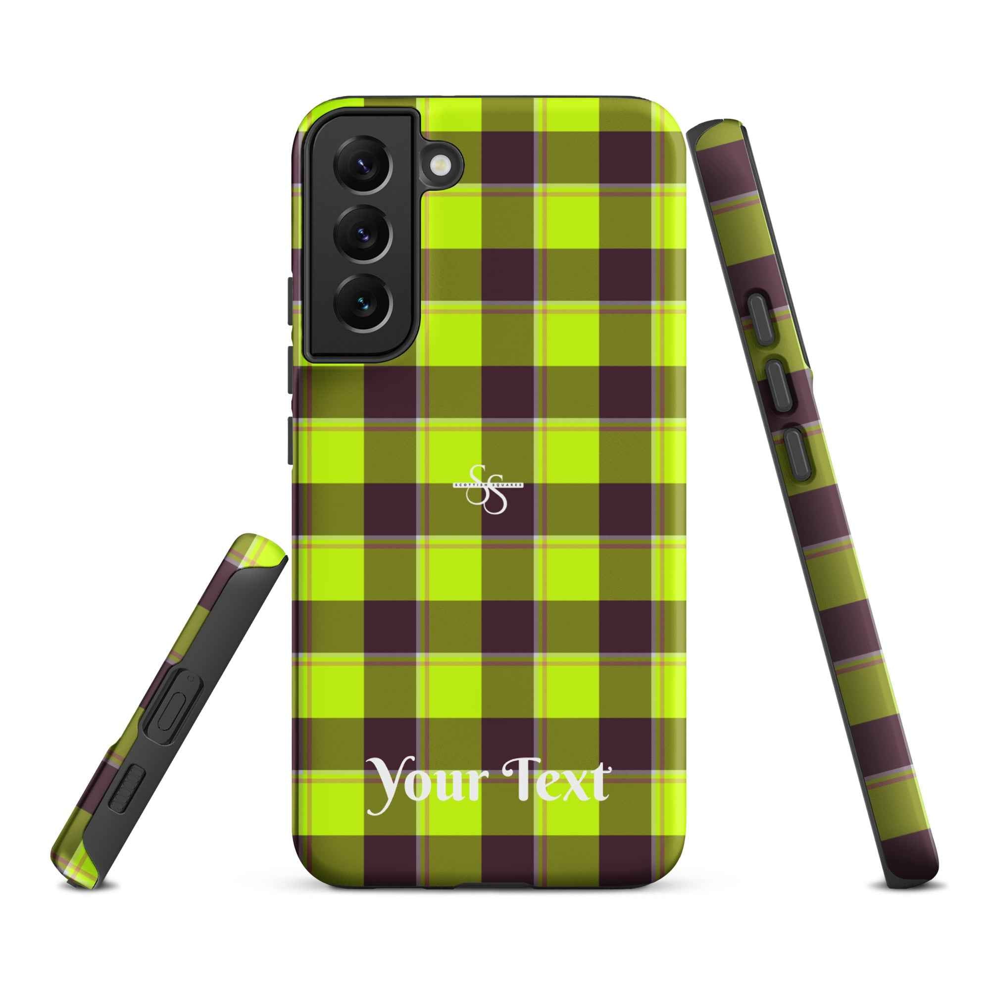 Personalized Electric Lime and Livid Brown Plaid Samsung Tough Case - Scottish Squares