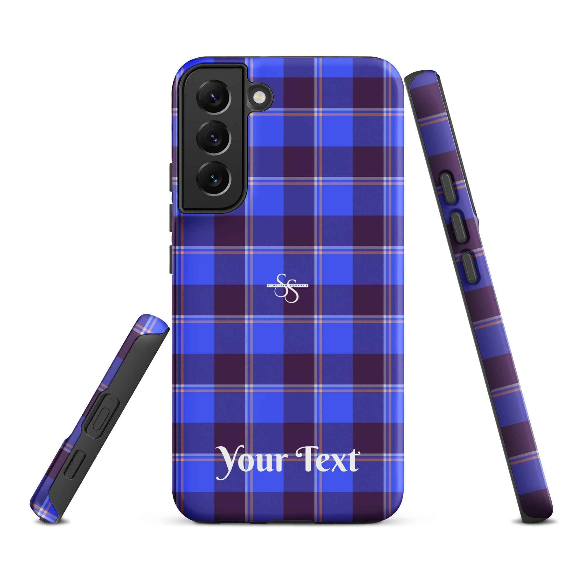 Personalized Cornflower Blue and Livid Brown Plaid Samsung Tough Case - Scottish Squares