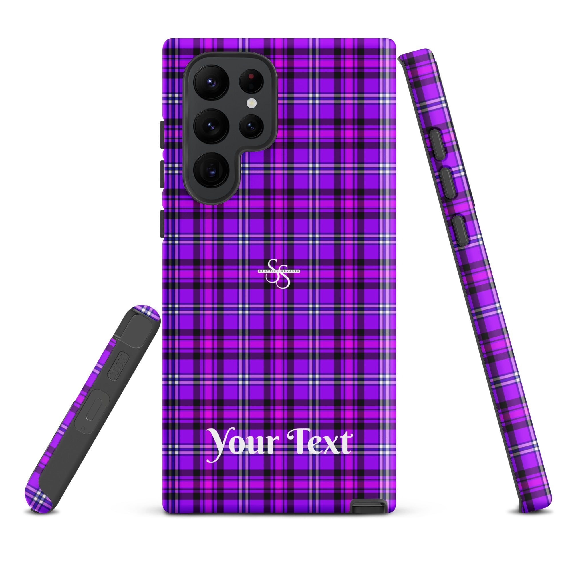 Personalized Electric Violet and Fuchsia Plaid Samsung Tough Case - Scottish Squares