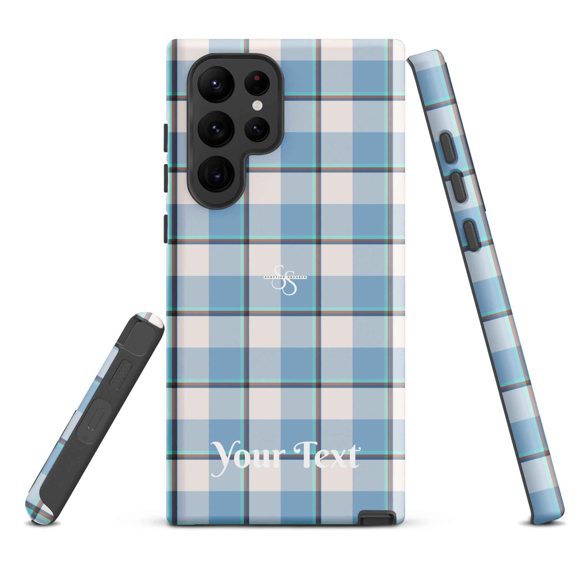 Personalized Pink Cloud and Blue Lagoon Plaid Samsung Tough Case - Scottish Squares