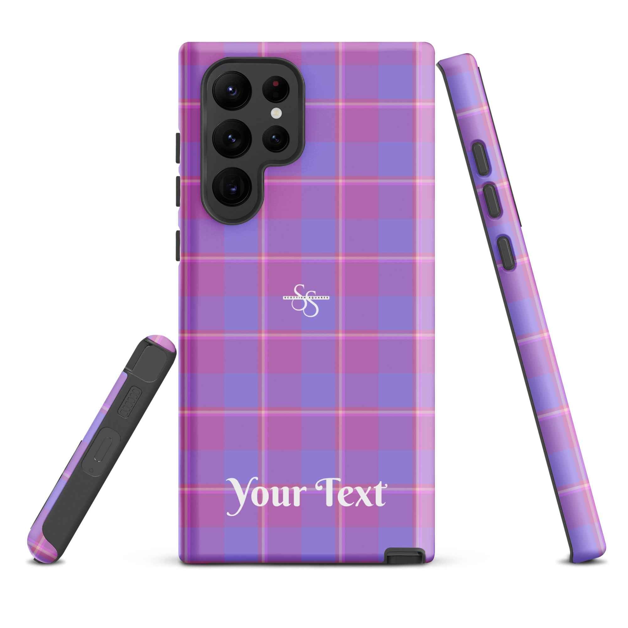 Personalized Viola and Dull Lavender Plaid Samsung Tough Case - Scottish Squares