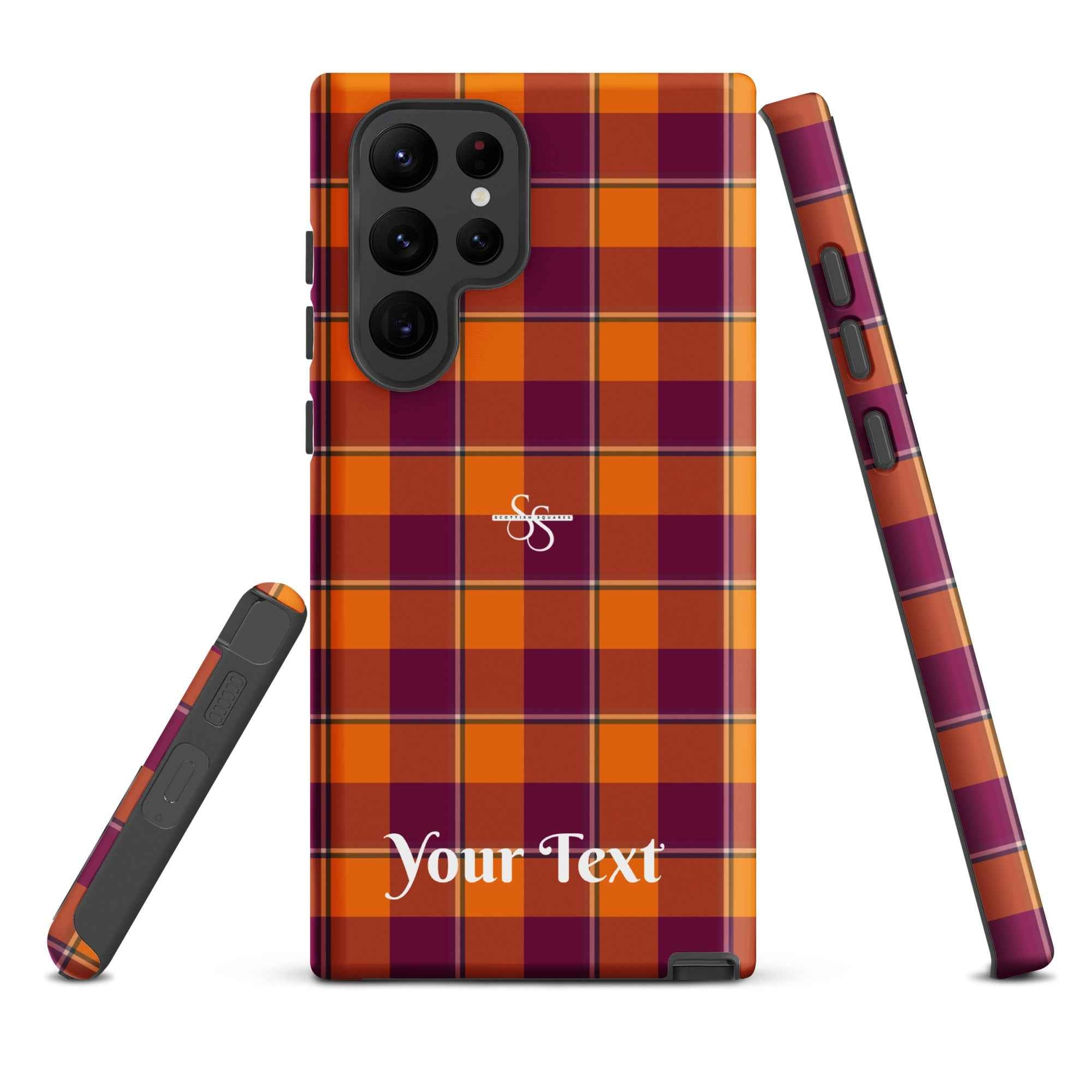 Personalized Tahiti Gold and Rose Bud Cherry Plaid Samsung Tough Case - Scottish Squares