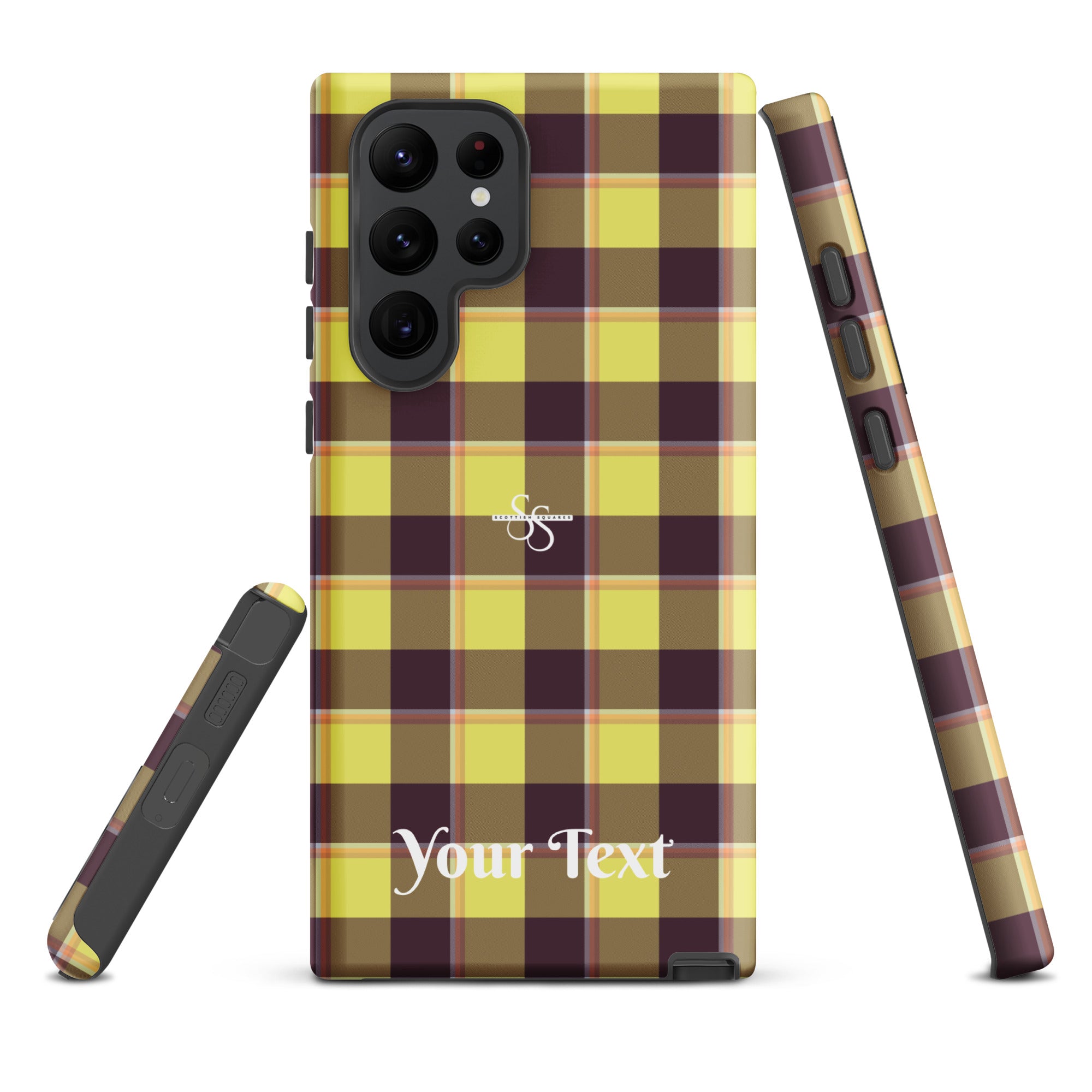 Personalized Flax and Livid Brown Plaid Samsung Tough Case - Scottish Squares
