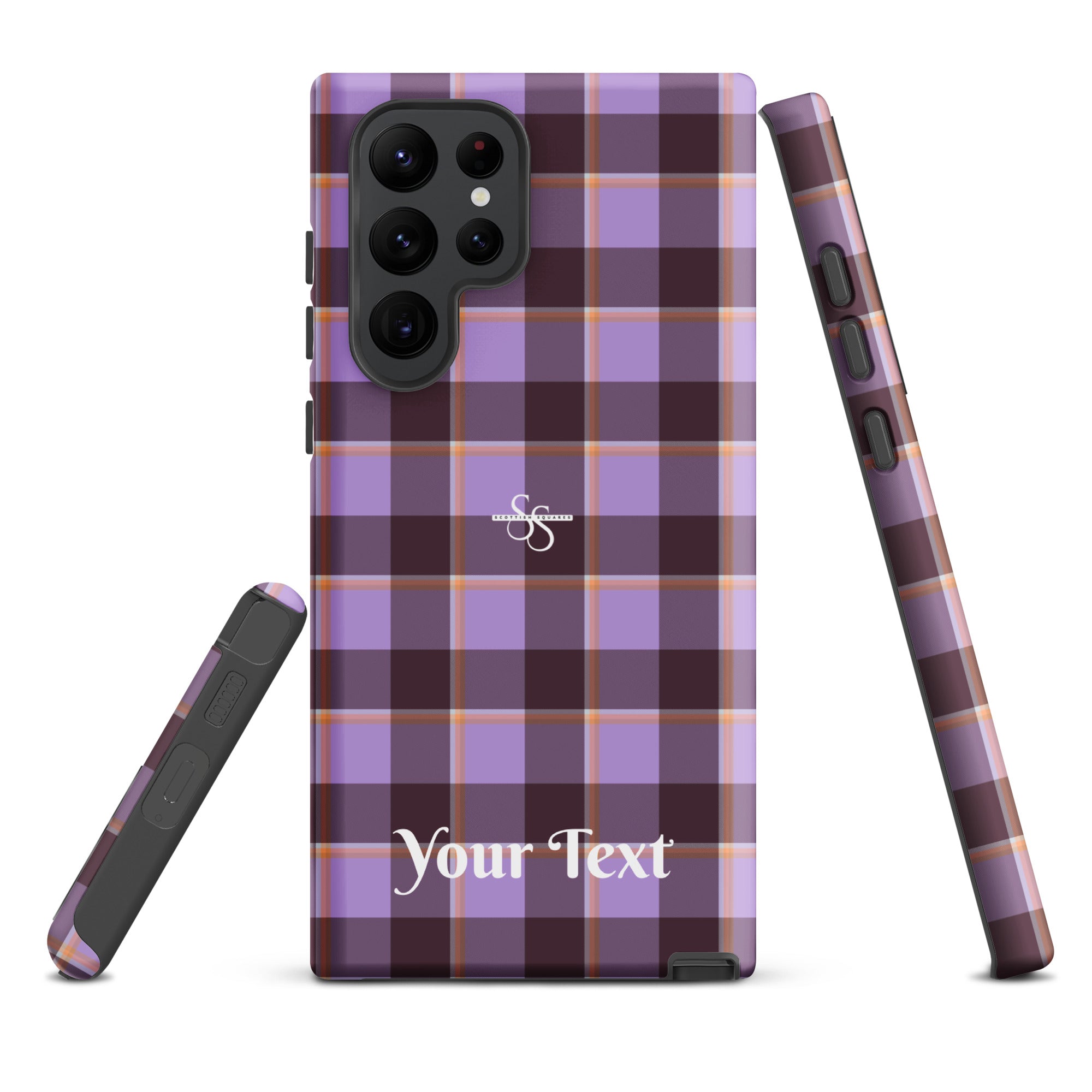 Personalized Light Wisteria and Livid Brown Plaid Samsung Tough Case - Scottish Squares
