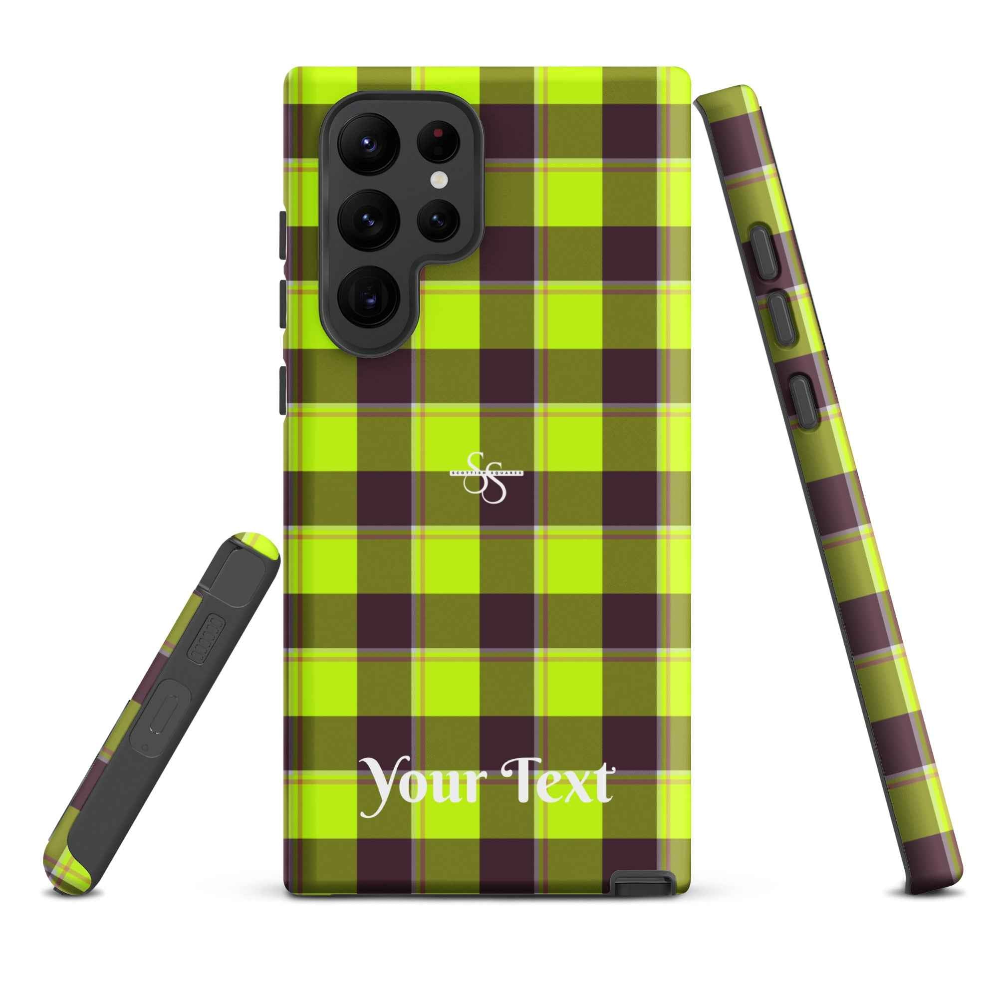 Personalized Electric Lime and Livid Brown Plaid Samsung Tough Case - Scottish Squares