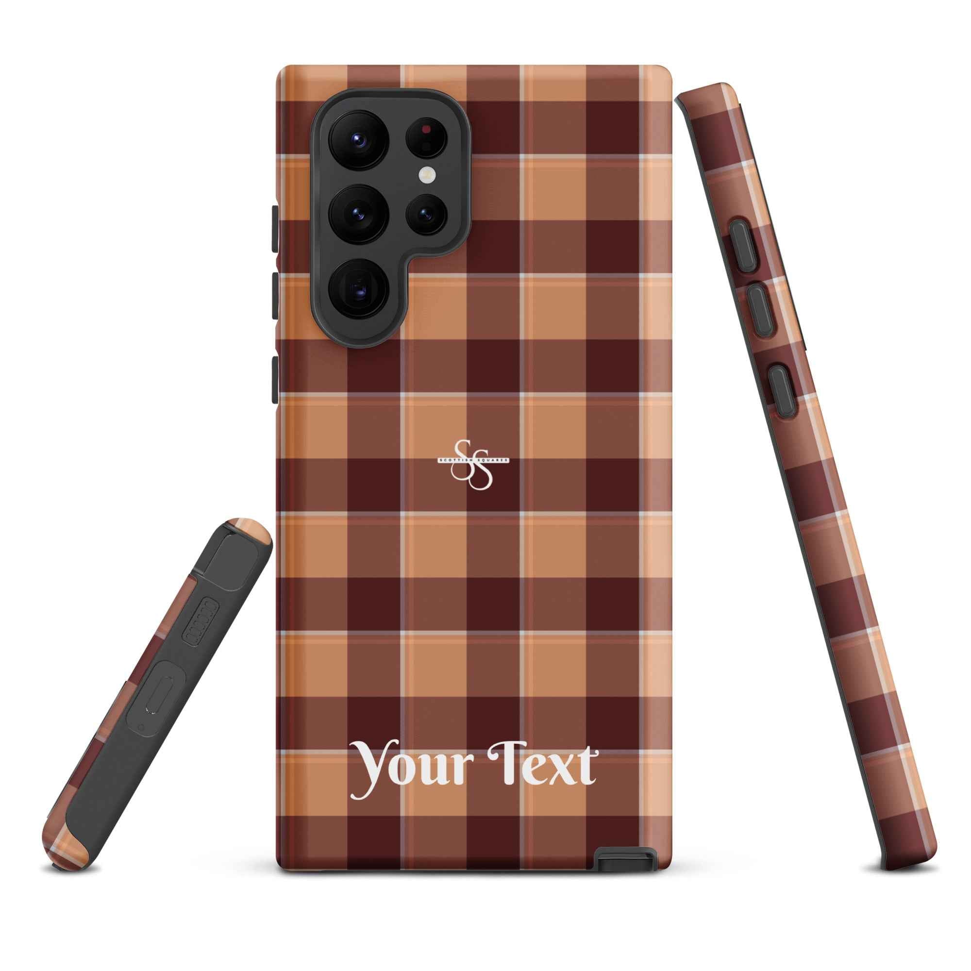 Personalized Whiskey and Livid Brown Plaid Samsung Tough Case - Scottish Squares