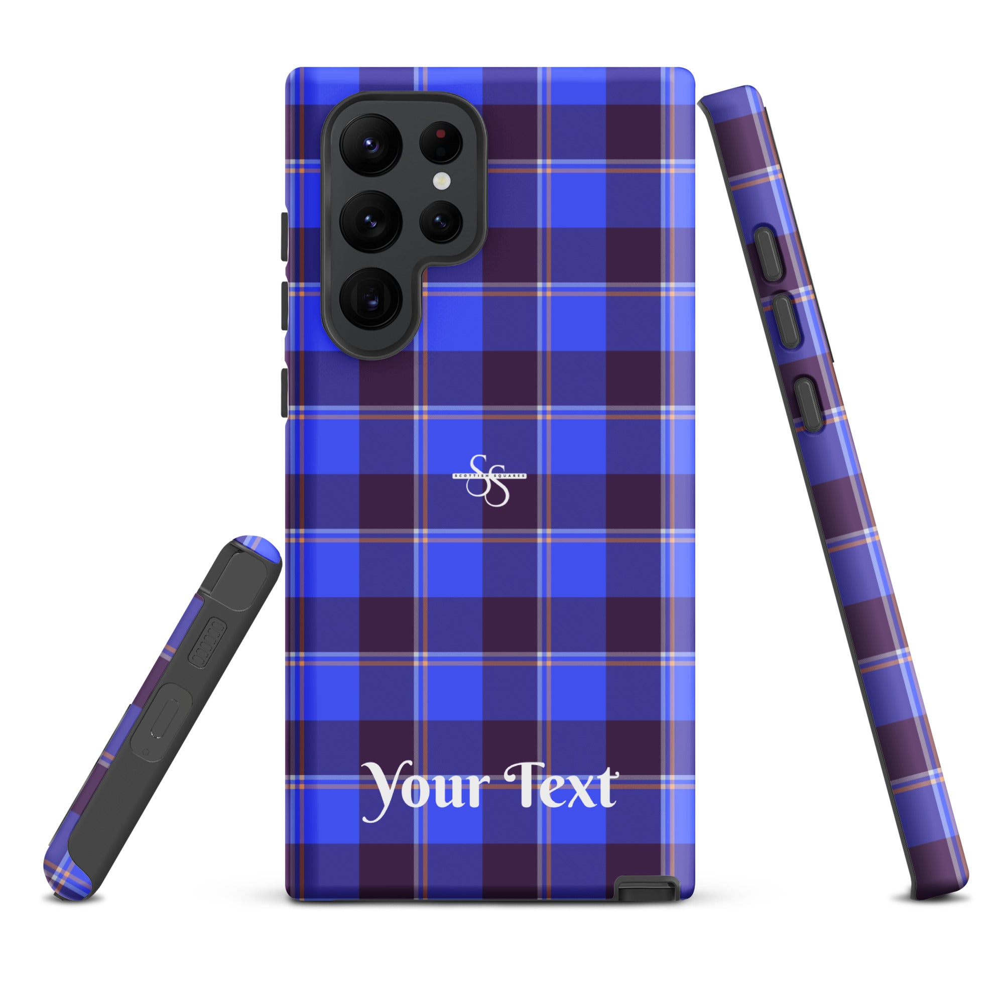 Personalized Cornflower Blue and Livid Brown Plaid Samsung Tough Case - Scottish Squares