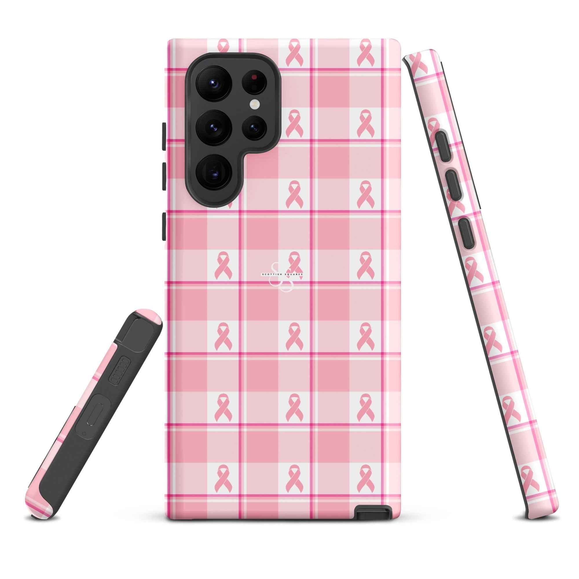 Tough Case for Samsung Breast Cancer Awareness Plaid Samsung Galaxy S22 Ultra - Scottish Squares