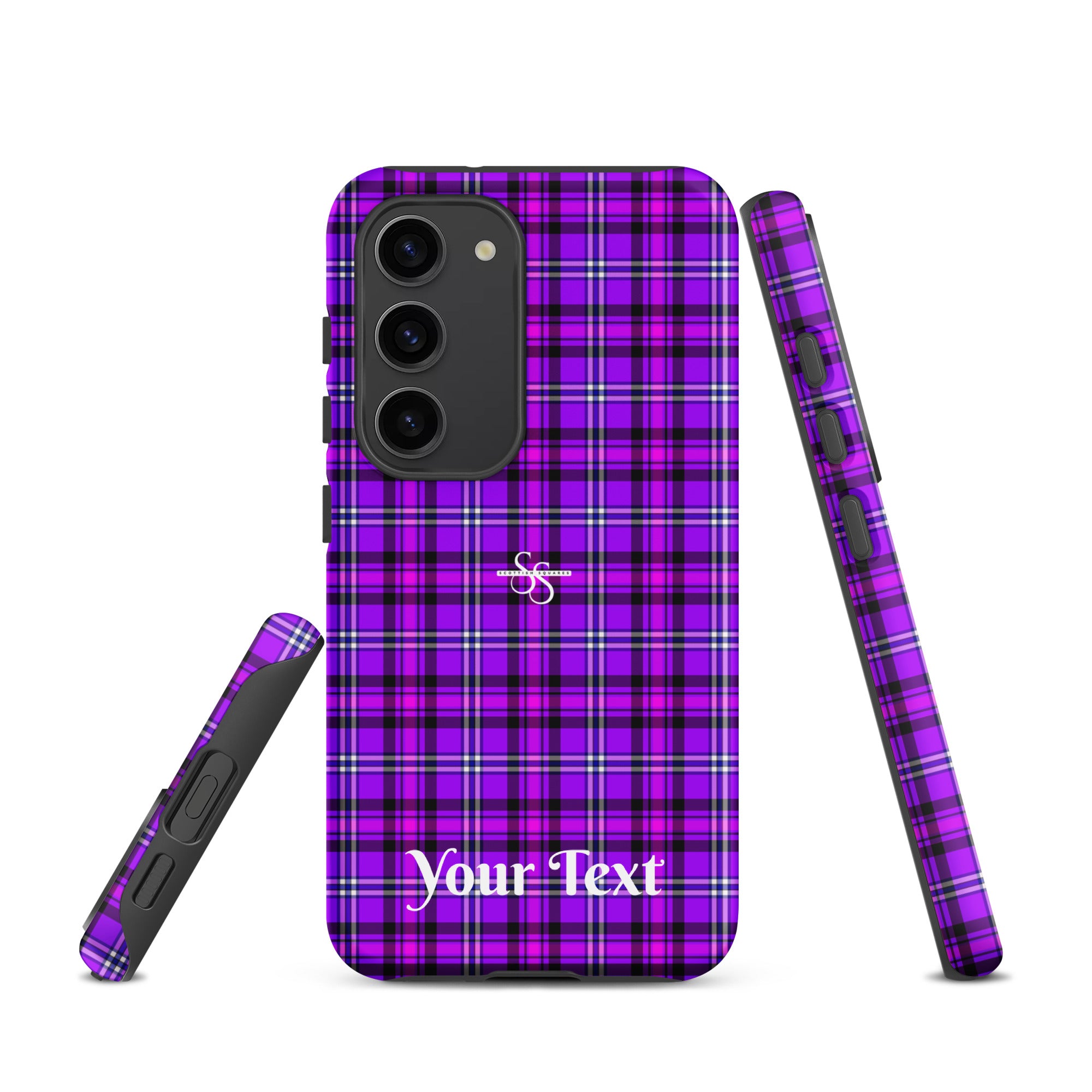 Personalized Electric Violet and Fuchsia Plaid Samsung Tough Case - Scottish Squares