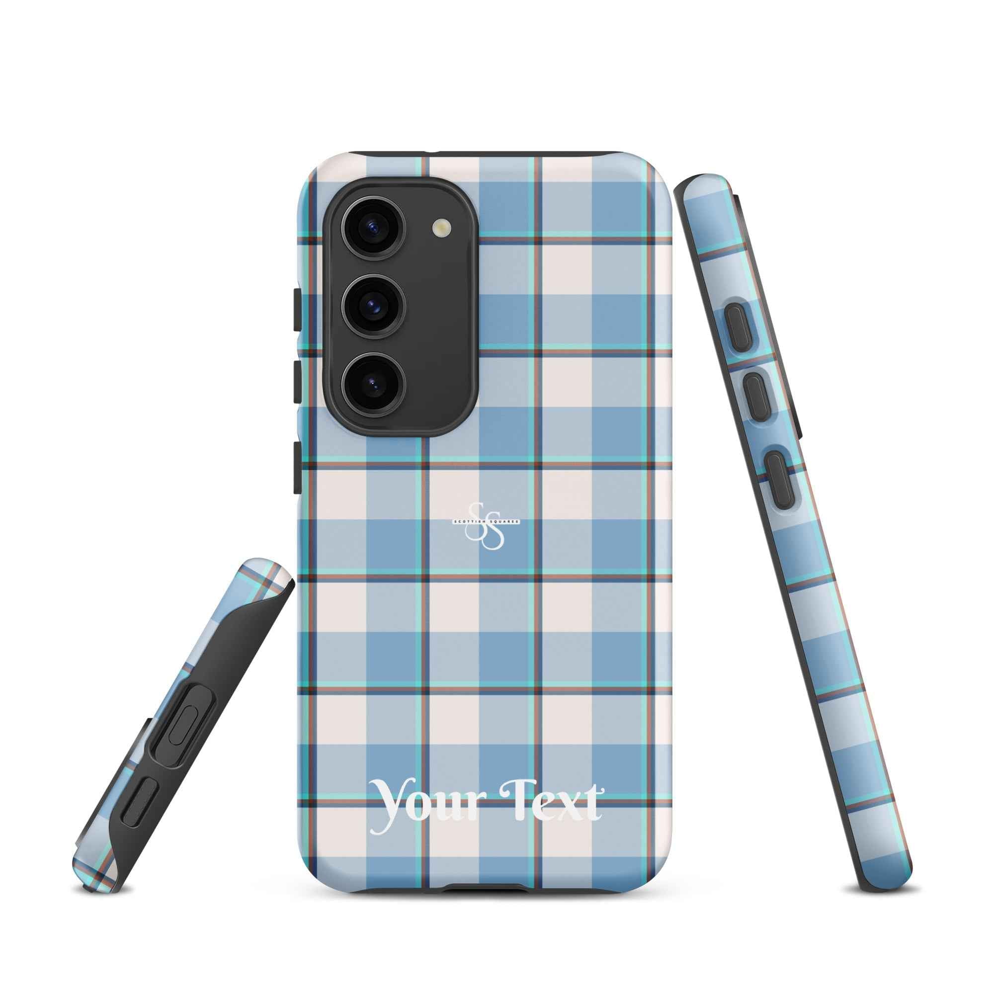 Personalized Pink Cloud and Blue Lagoon Plaid Samsung Tough Case - Scottish Squares