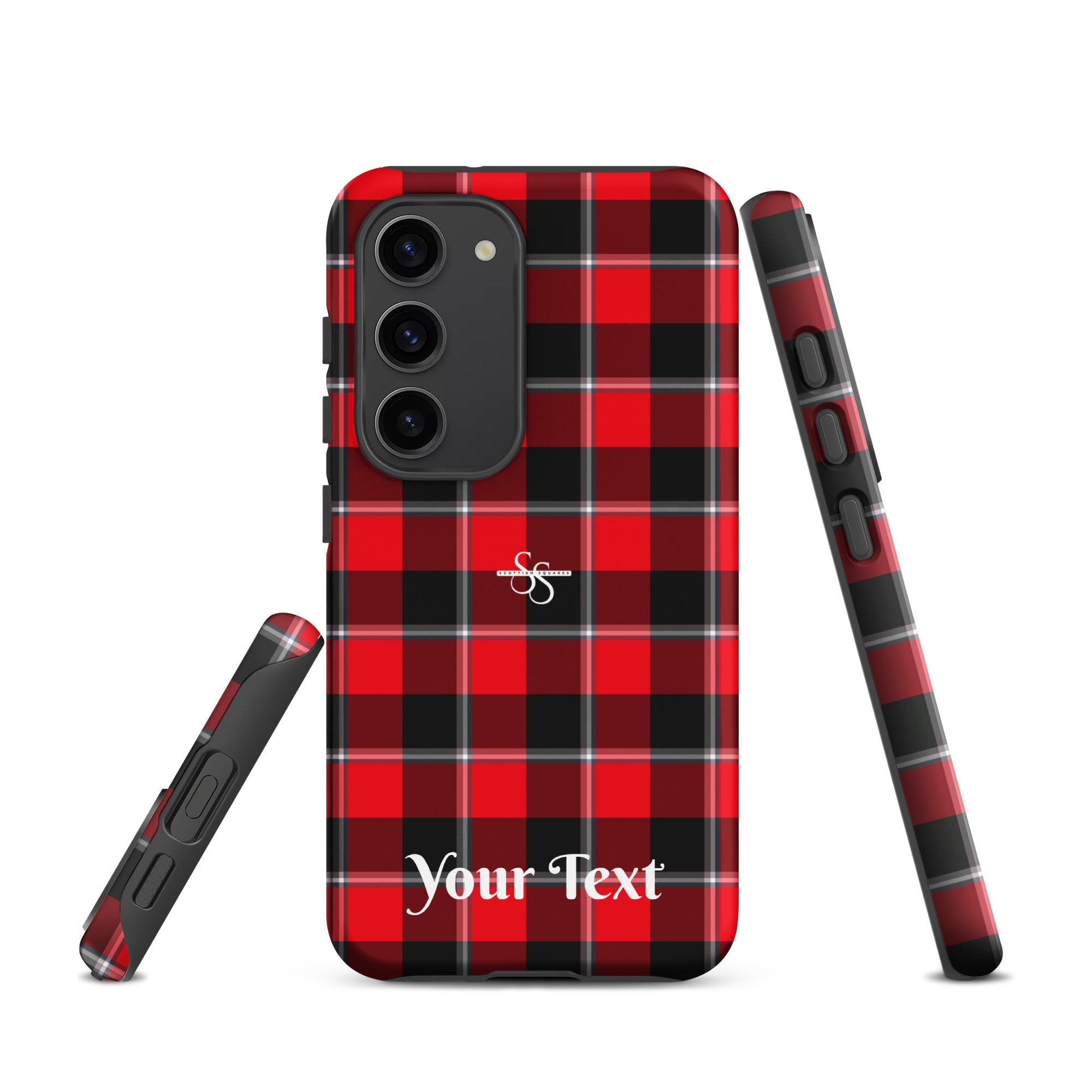 Personalized Red Ribbon and Heavy Metal Plaid Samsung Tough Case - Scottish Squares