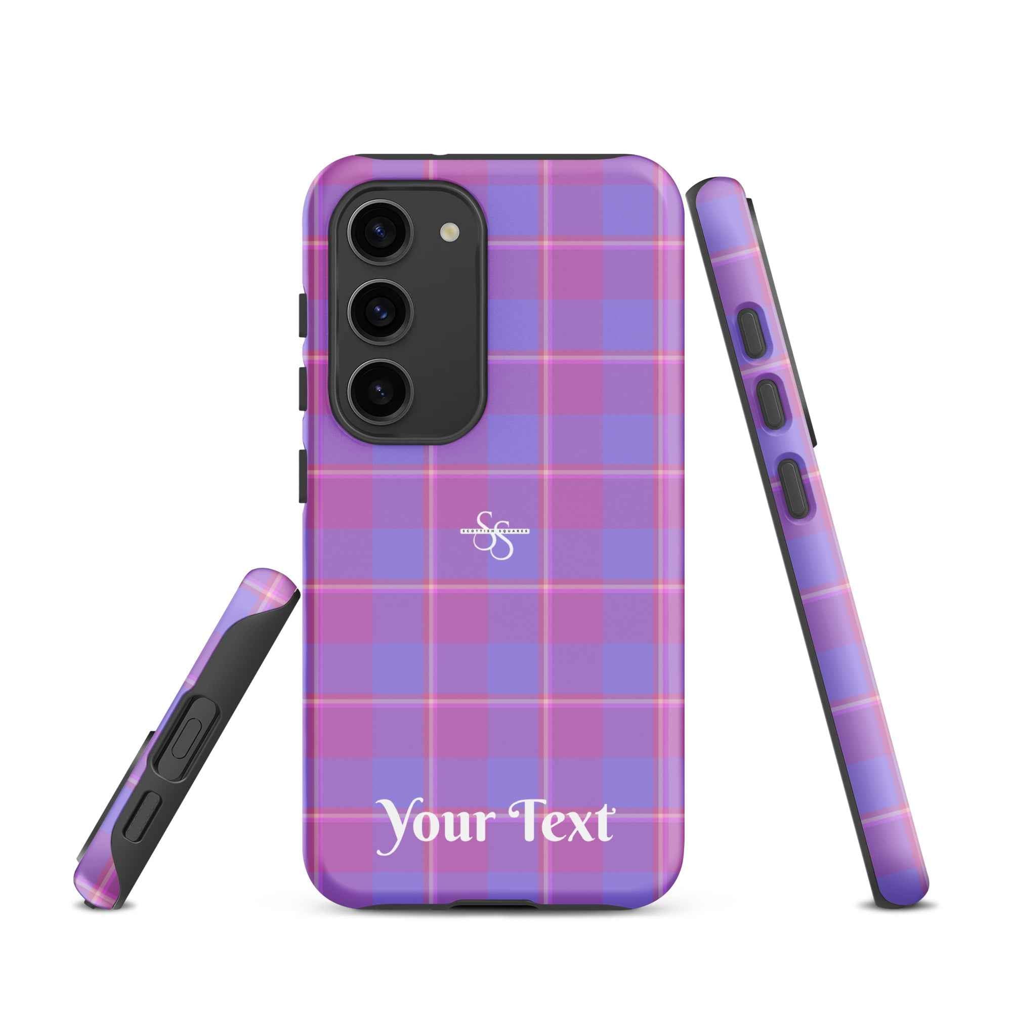 Personalized Viola and Dull Lavender Plaid Samsung Tough Case - Scottish Squares