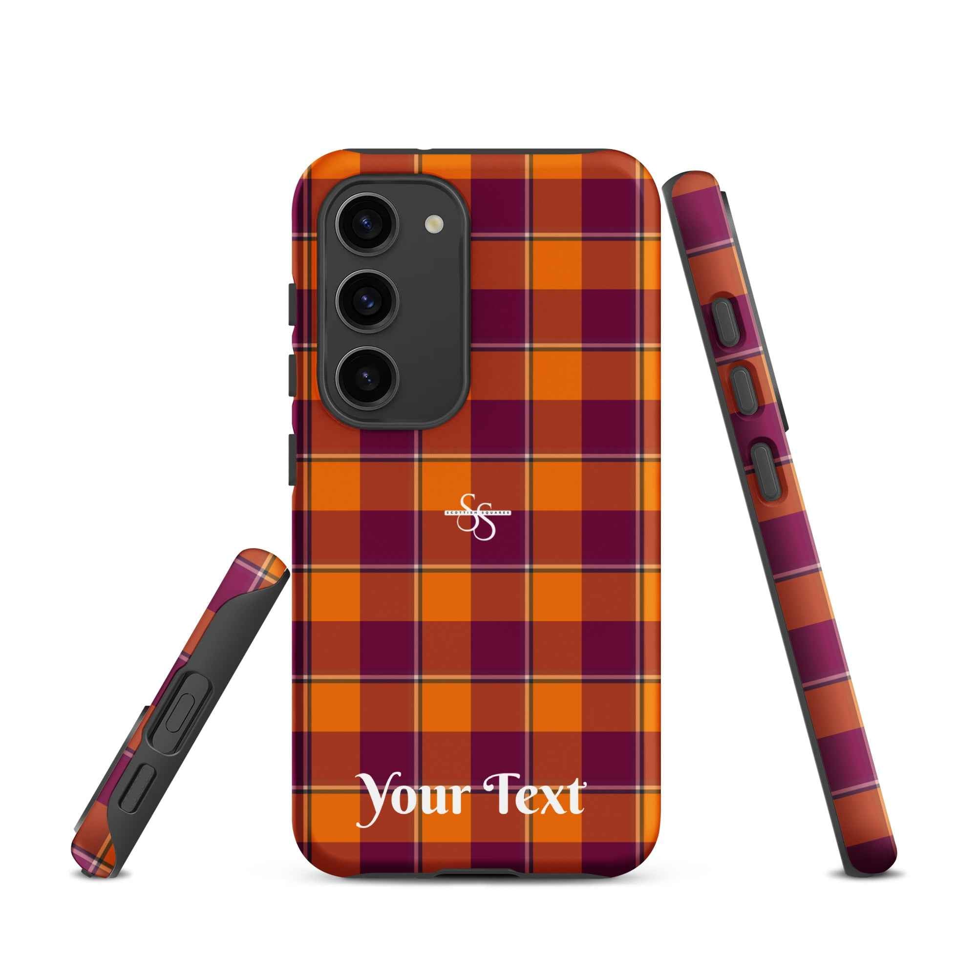 Personalized Tahiti Gold and Rose Bud Cherry Plaid Samsung Tough Case - Scottish Squares