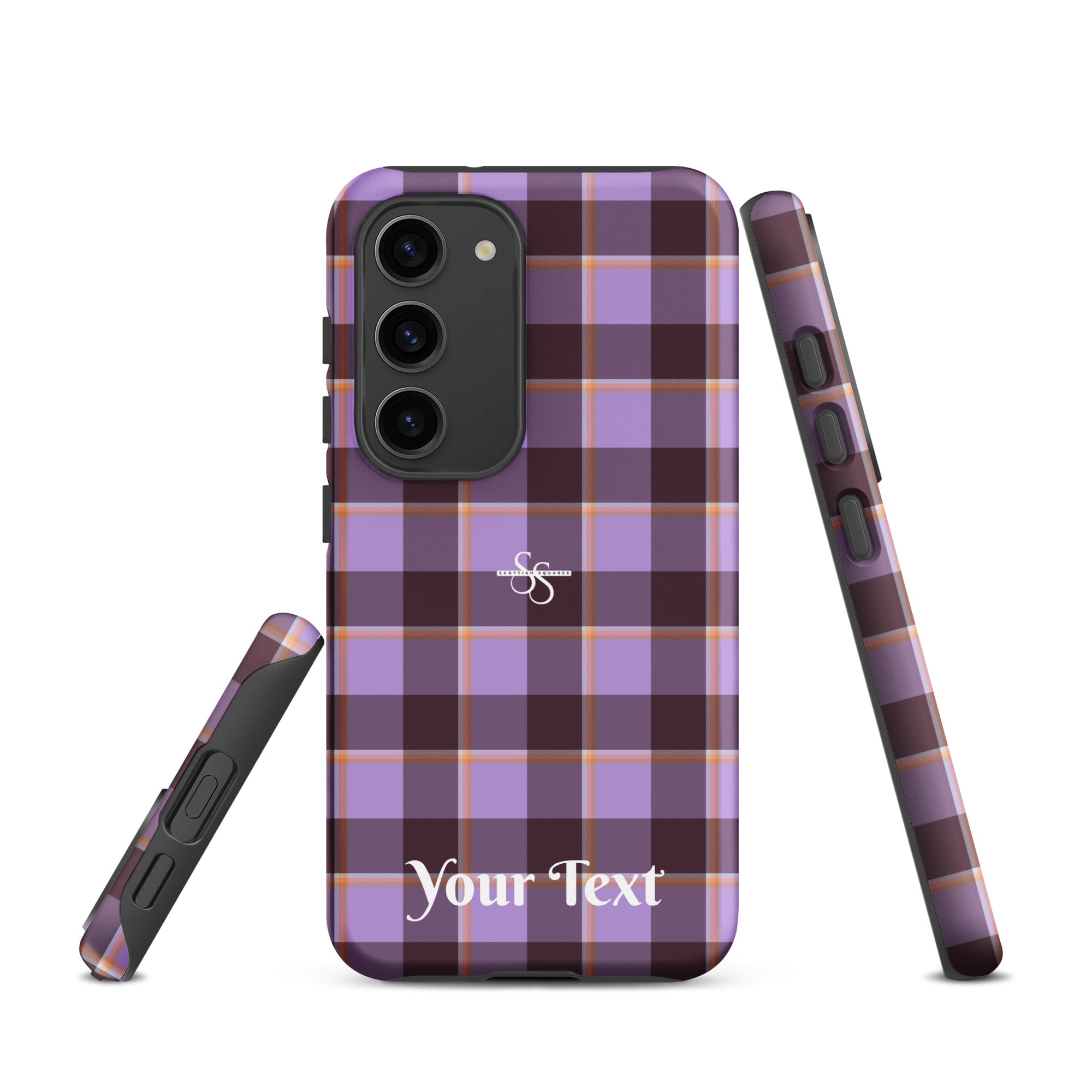 Personalized Light Wisteria and Livid Brown Plaid Samsung Tough Case - Scottish Squares