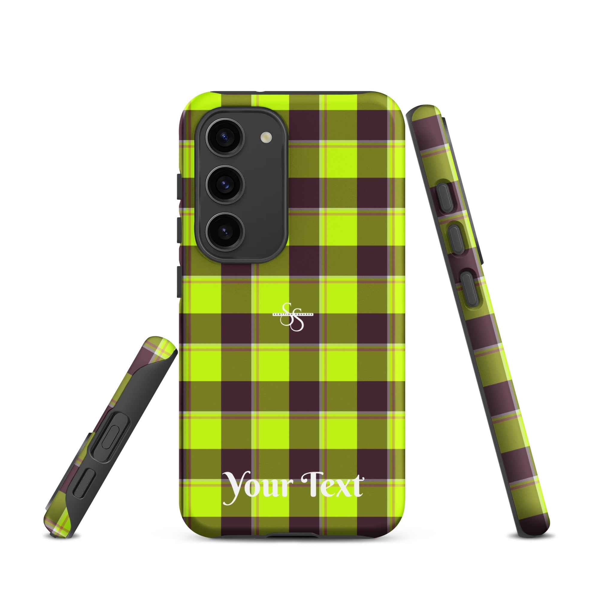 Personalized Electric Lime and Livid Brown Plaid Samsung Tough Case - Scottish Squares