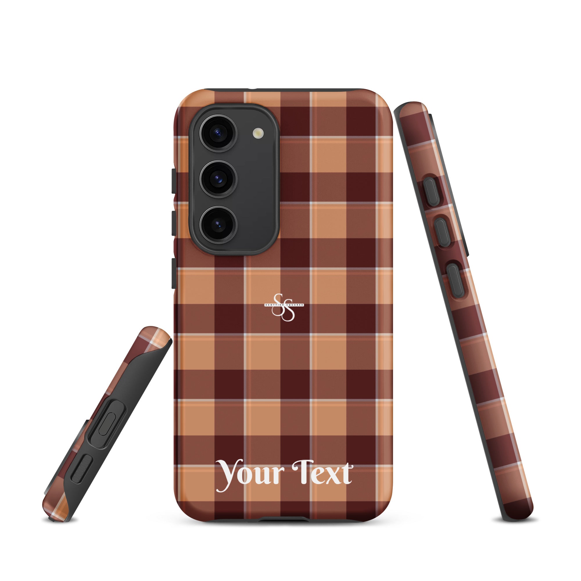 Personalized Whiskey and Livid Brown Plaid Samsung Tough Case - Scottish Squares