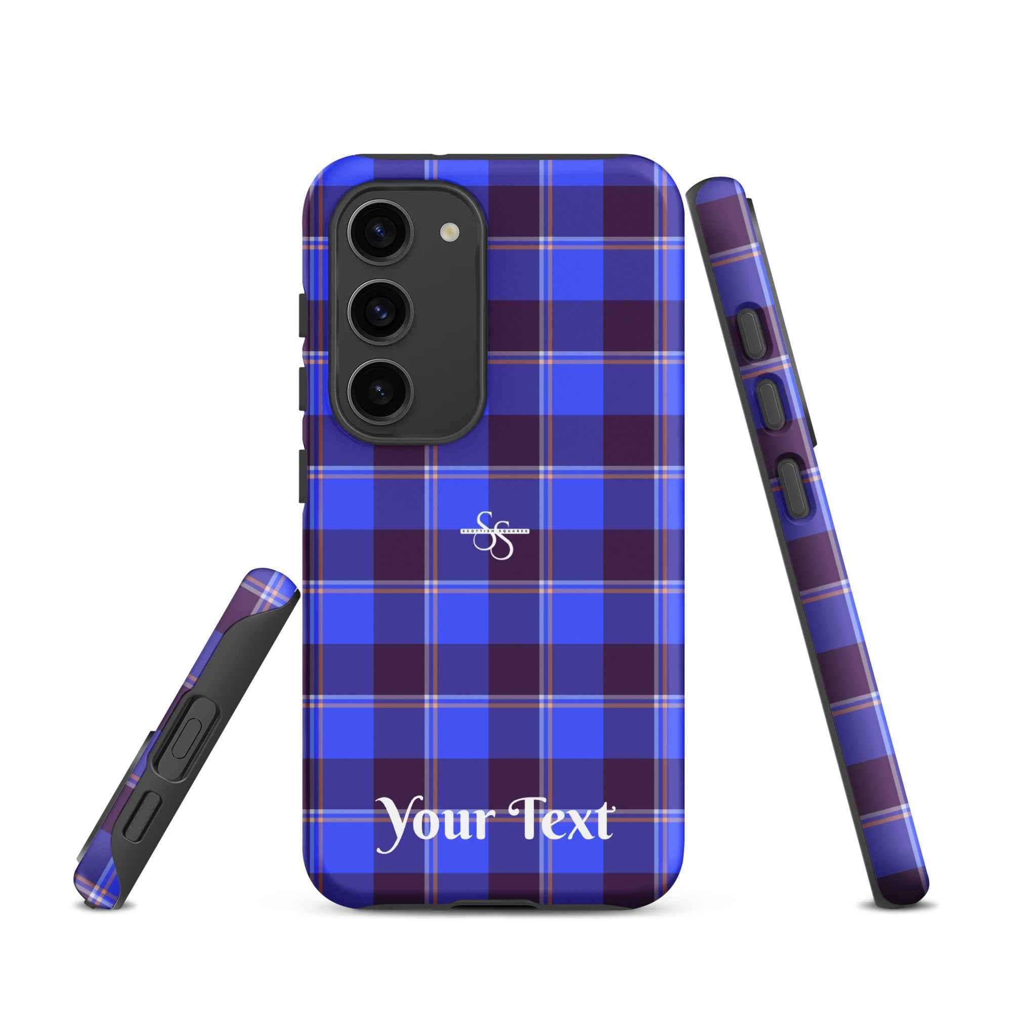 Personalized Cornflower Blue and Livid Brown Plaid Samsung Tough Case - Scottish Squares