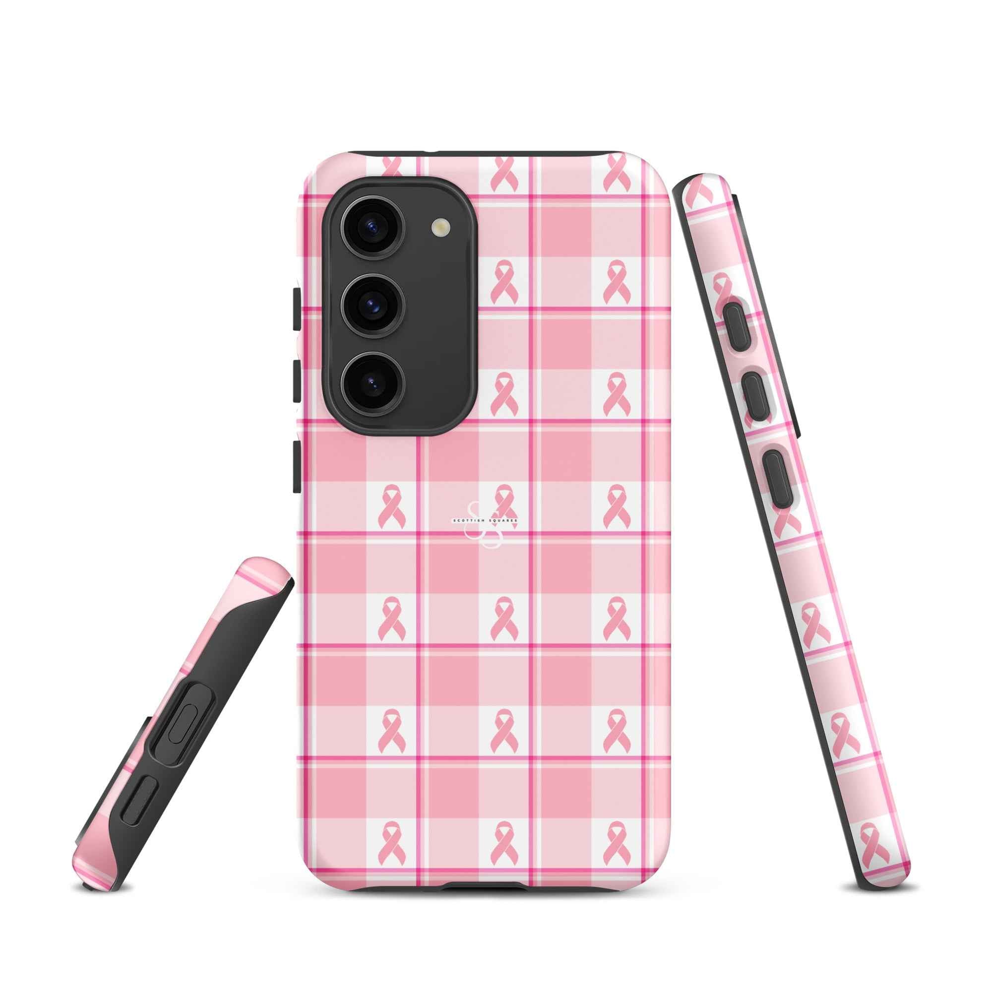 Tough Case for Samsung Breast Cancer Awareness Plaid Samsung Galaxy S23 - Scottish Squares