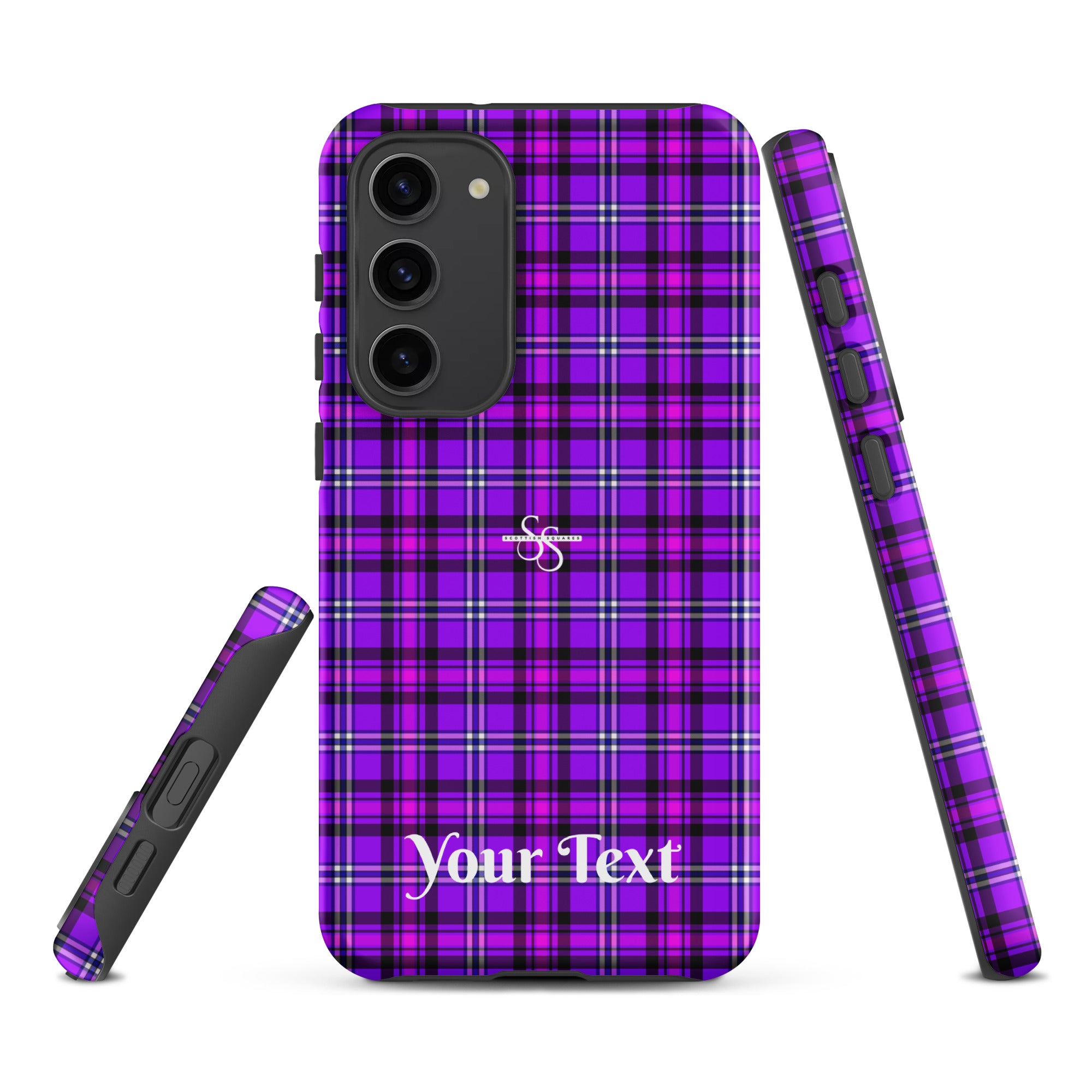 Personalized Electric Violet and Fuchsia Plaid Samsung Tough Case - Scottish Squares
