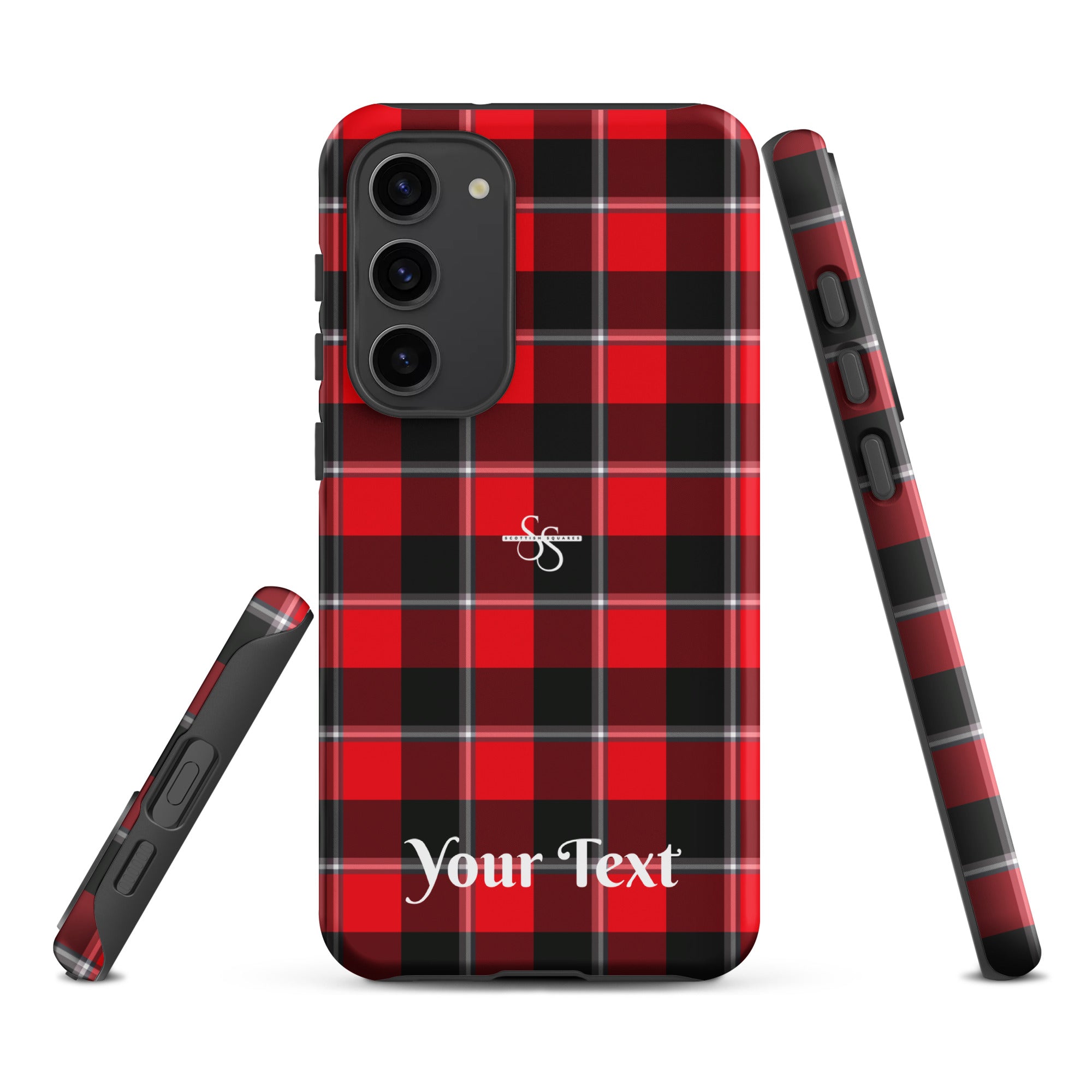 Personalized Red Ribbon and Heavy Metal Plaid Samsung Tough Case - Scottish Squares