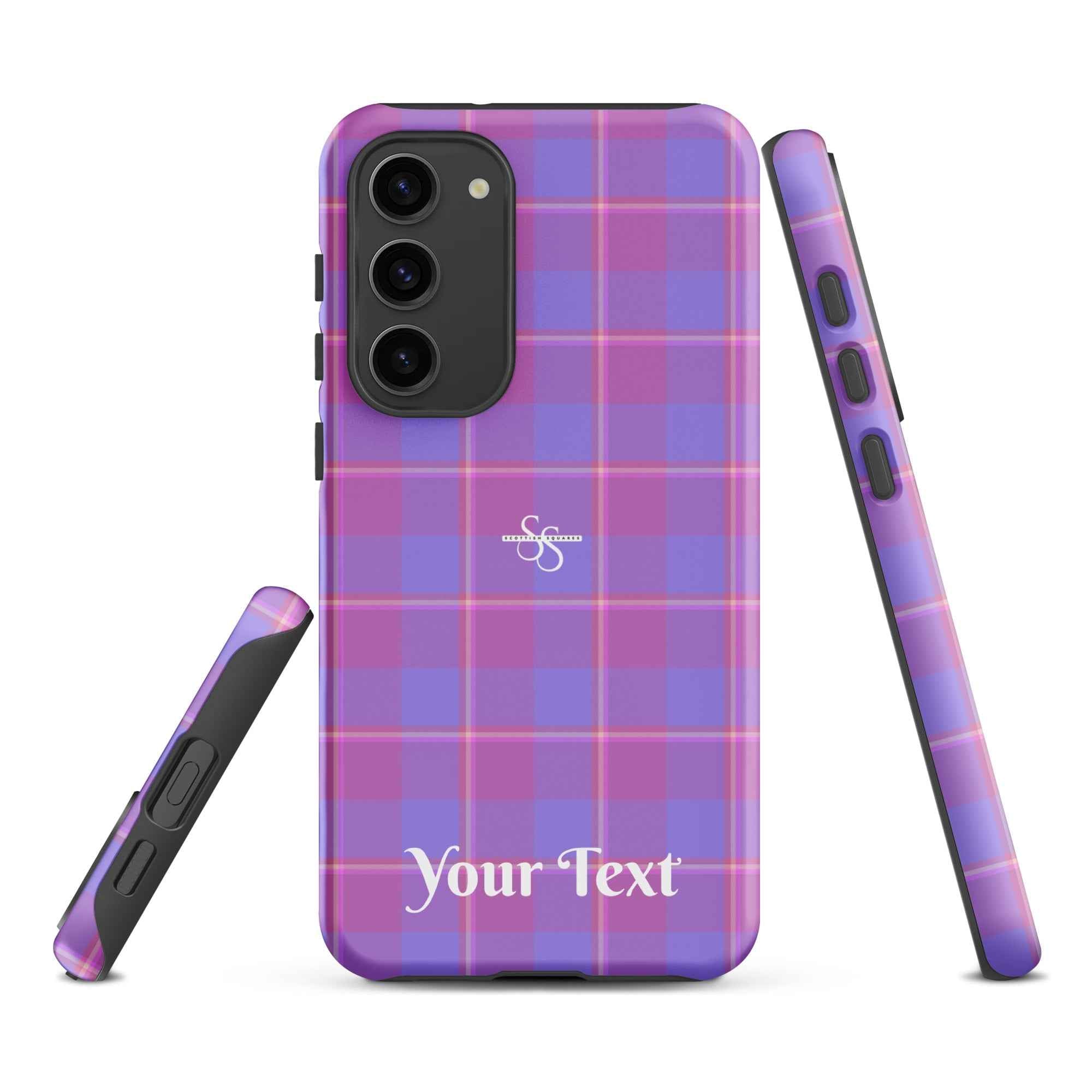 Personalized Viola and Dull Lavender Plaid Samsung Tough Case - Scottish Squares