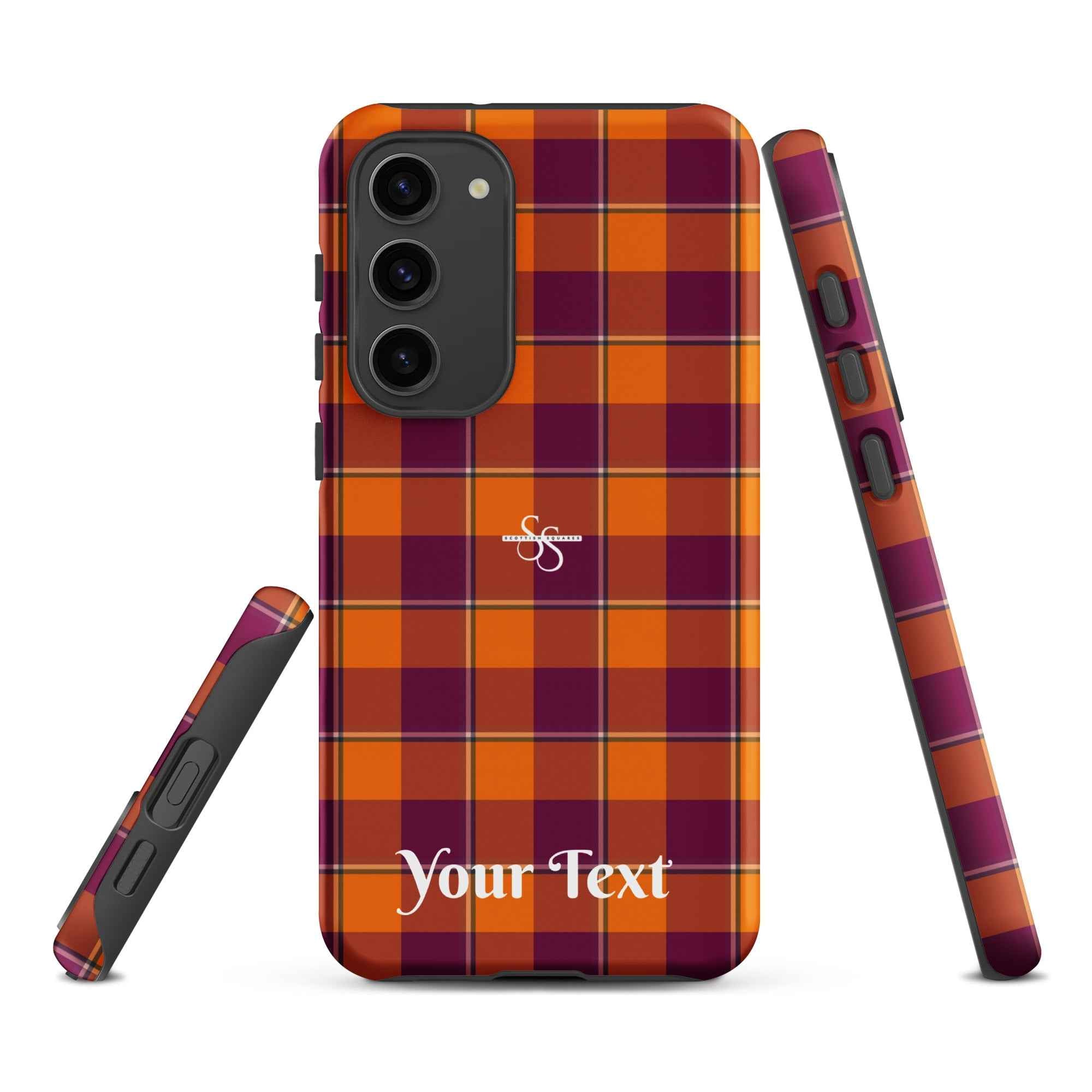 Personalized Tahiti Gold and Rose Bud Cherry Plaid Samsung Tough Case - Scottish Squares