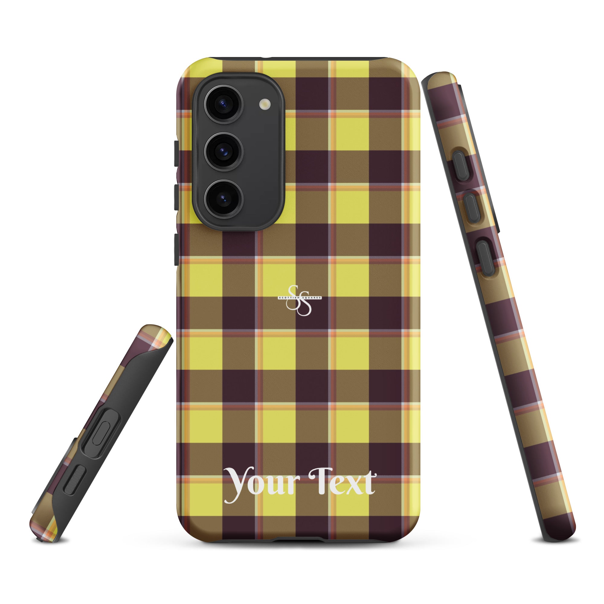 Personalized Flax and Livid Brown Plaid Samsung Tough Case - Scottish Squares
