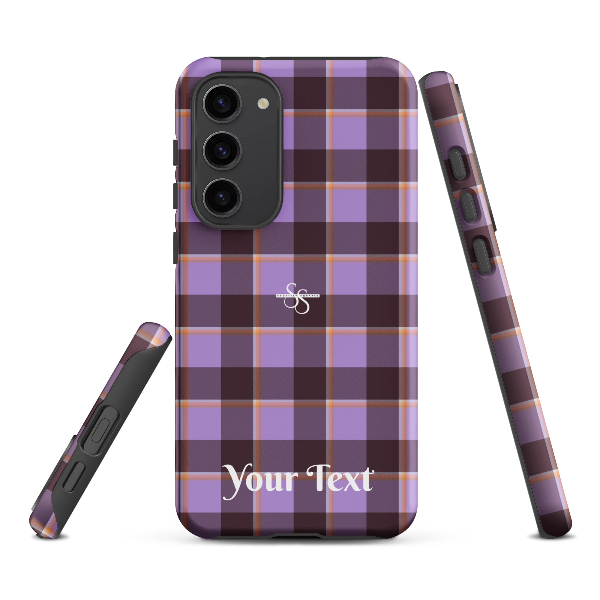 Personalized Light Wisteria and Livid Brown Plaid Samsung Tough Case - Scottish Squares