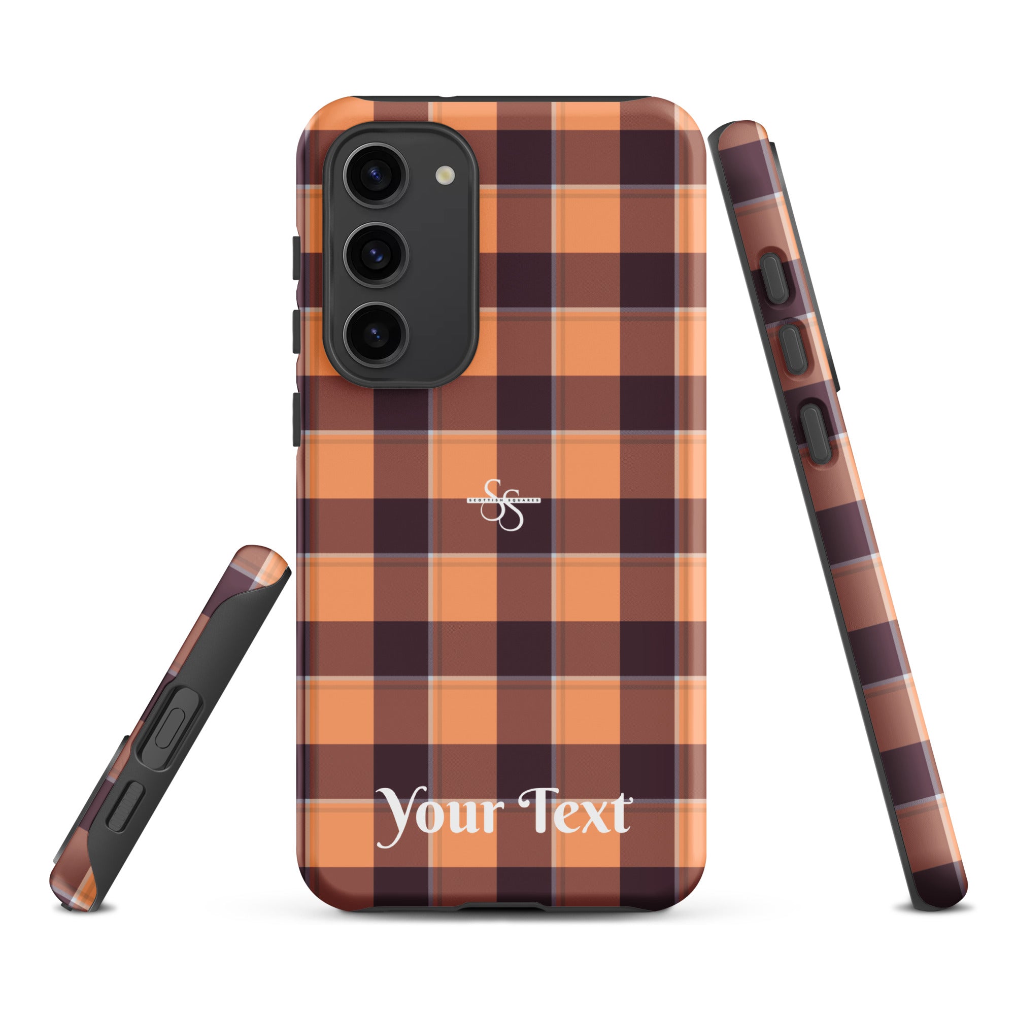 Personalized Hit Pink and Livid Brown Plaid Samsung Tough Case - Scottish Squares