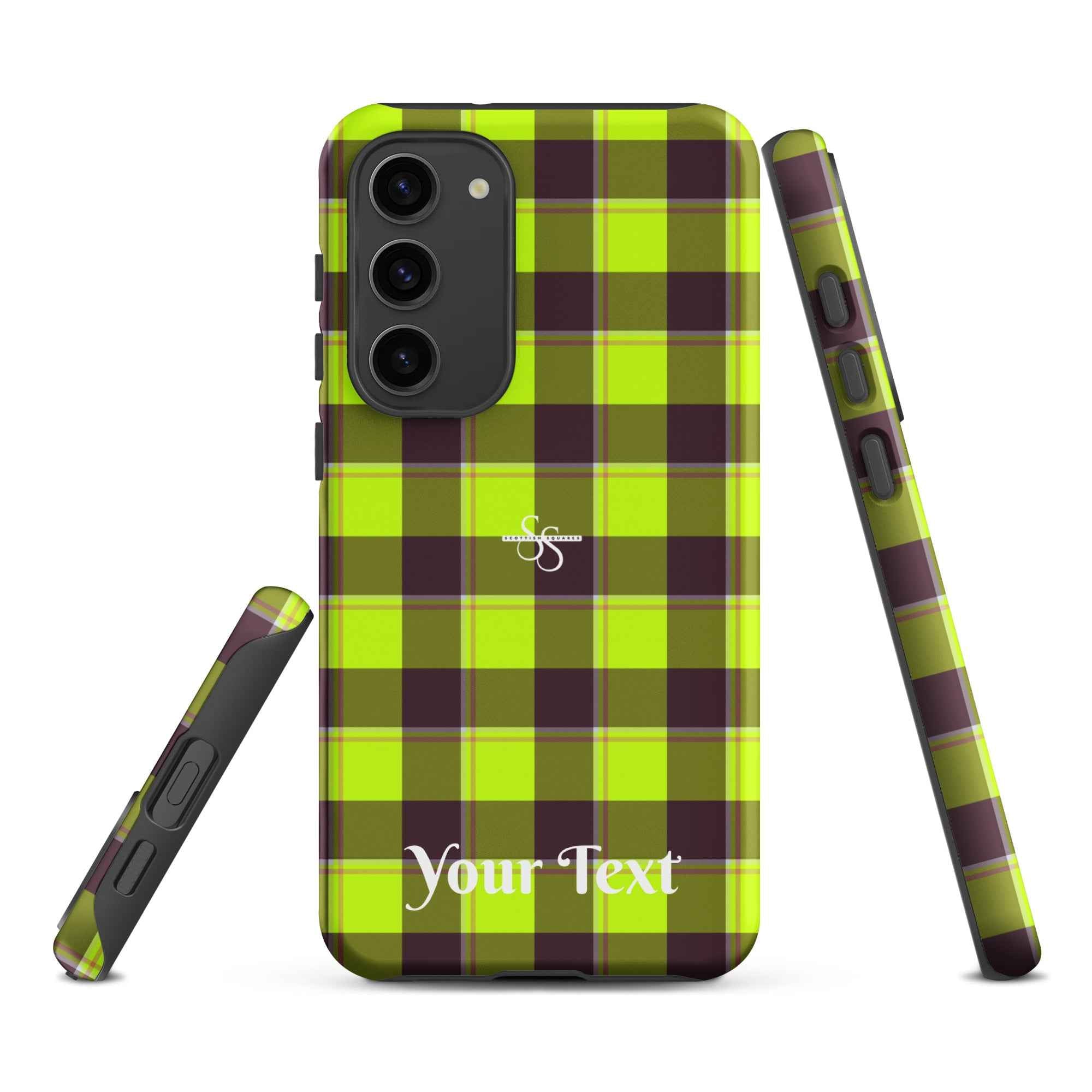 Personalized Electric Lime and Livid Brown Plaid Samsung Tough Case - Scottish Squares