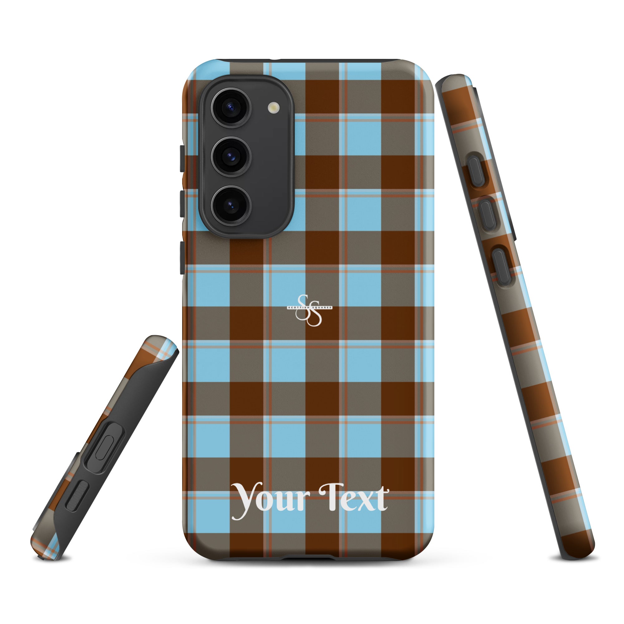 Personalized Blizzard Blue and Livid Brown Plaid Samsung Tough Case - Scottish Squares