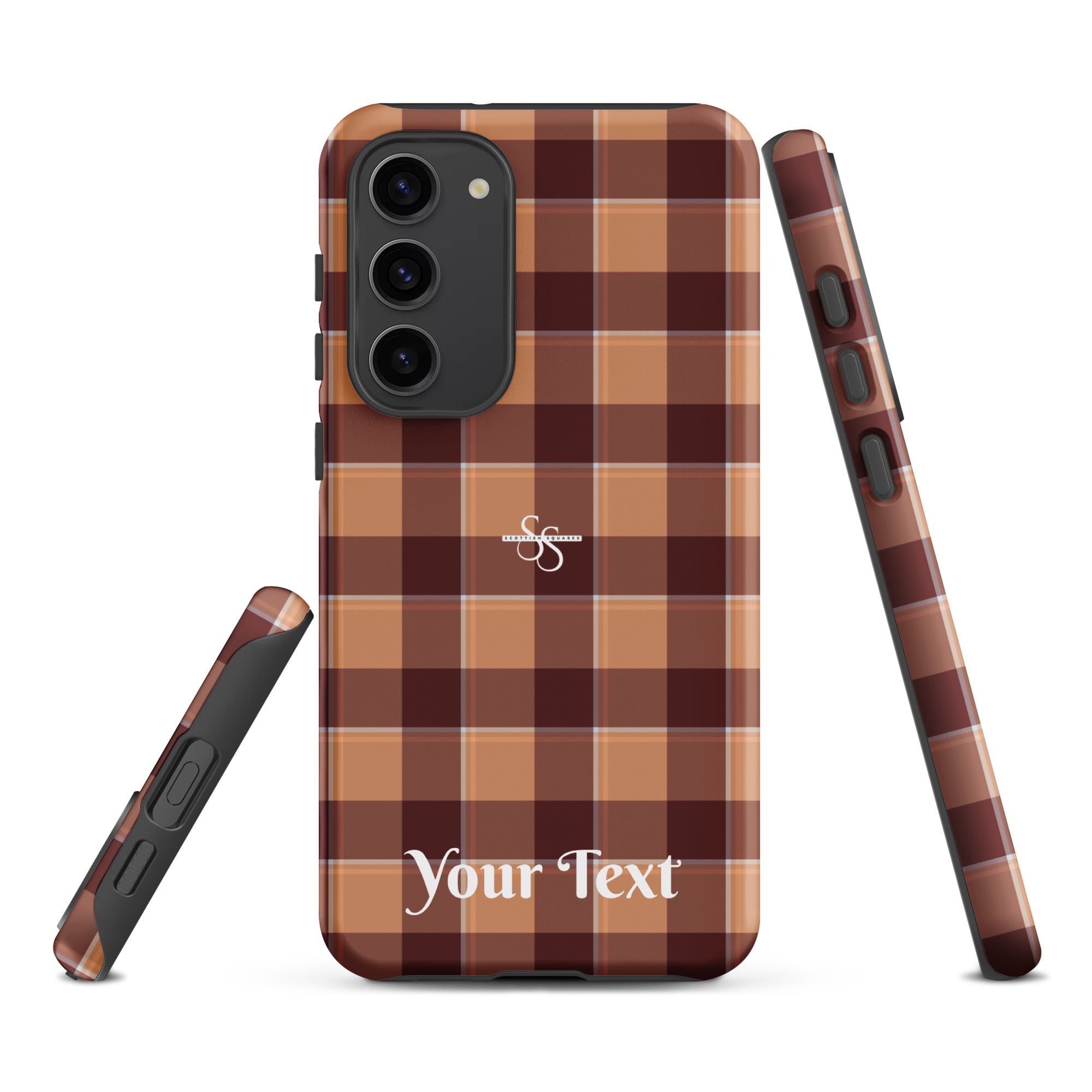 Personalized Whiskey and Livid Brown Plaid Samsung Tough Case - Scottish Squares