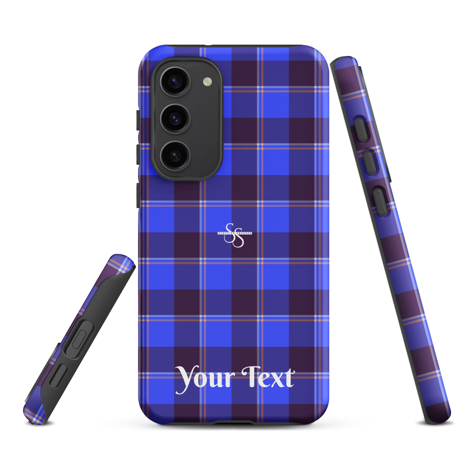 Personalized Cornflower Blue and Livid Brown Plaid Samsung Tough Case - Scottish Squares