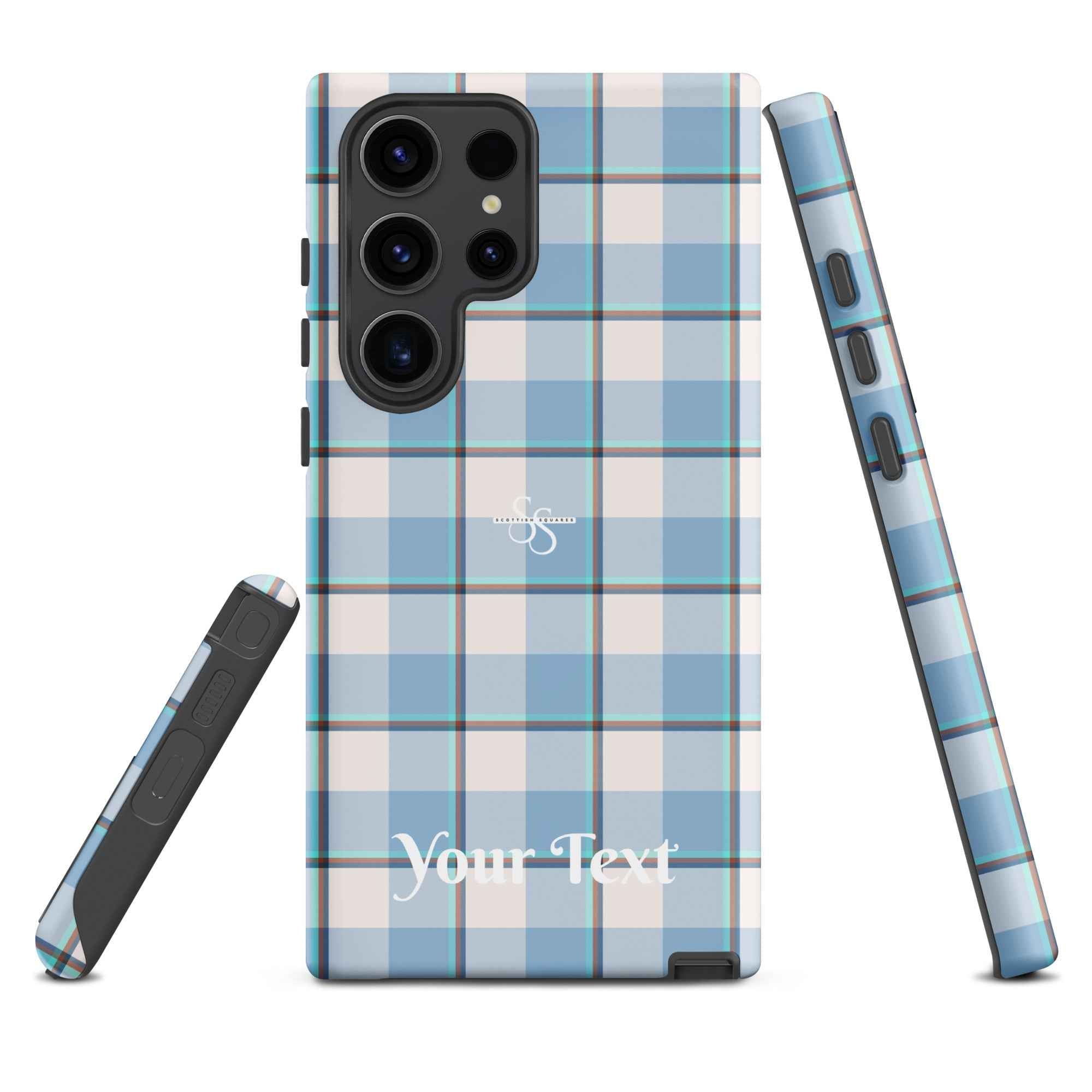 Personalized Pink Cloud and Blue Lagoon Plaid Samsung Tough Case - Scottish Squares