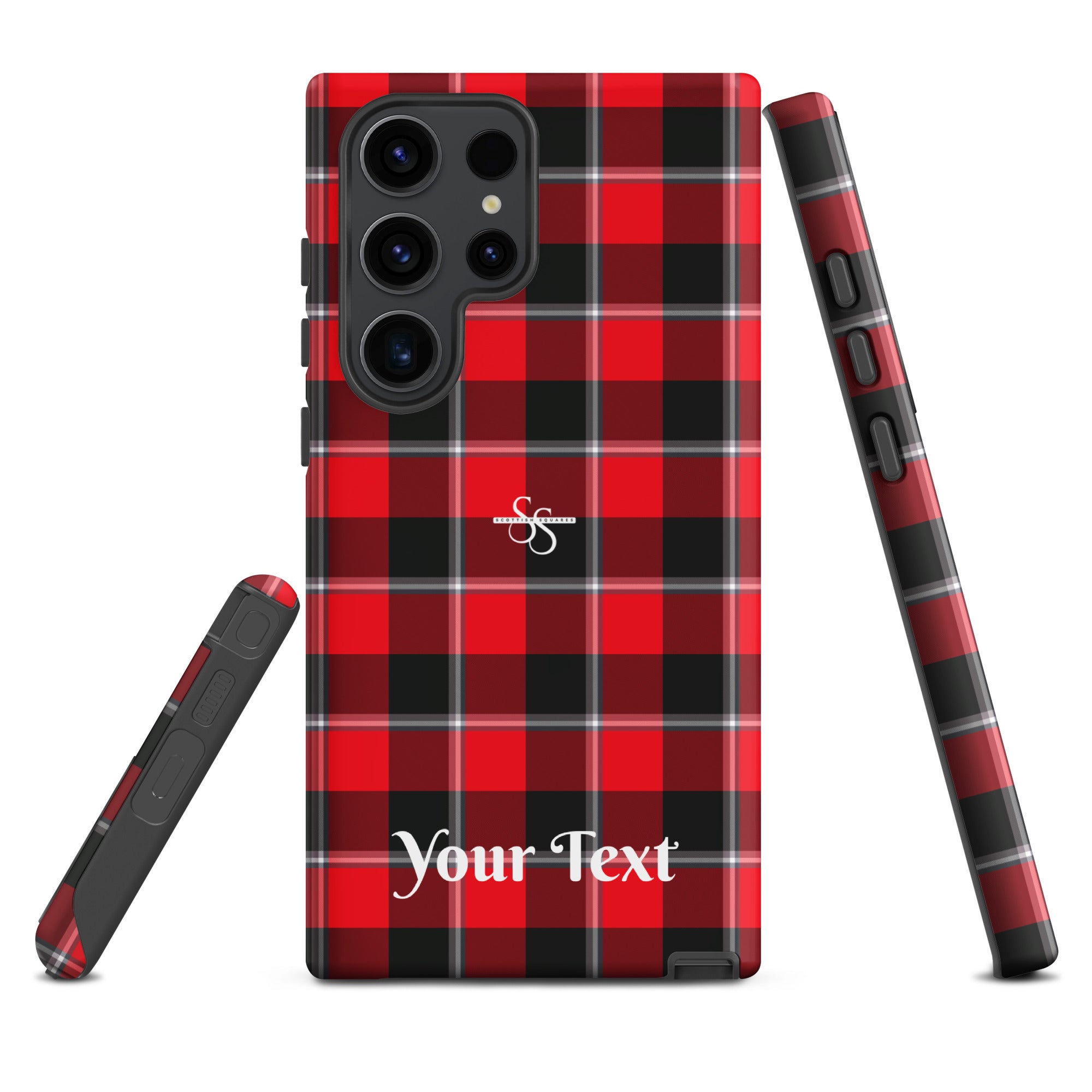Personalized Red Ribbon and Heavy Metal Plaid Samsung Tough Case - Scottish Squares