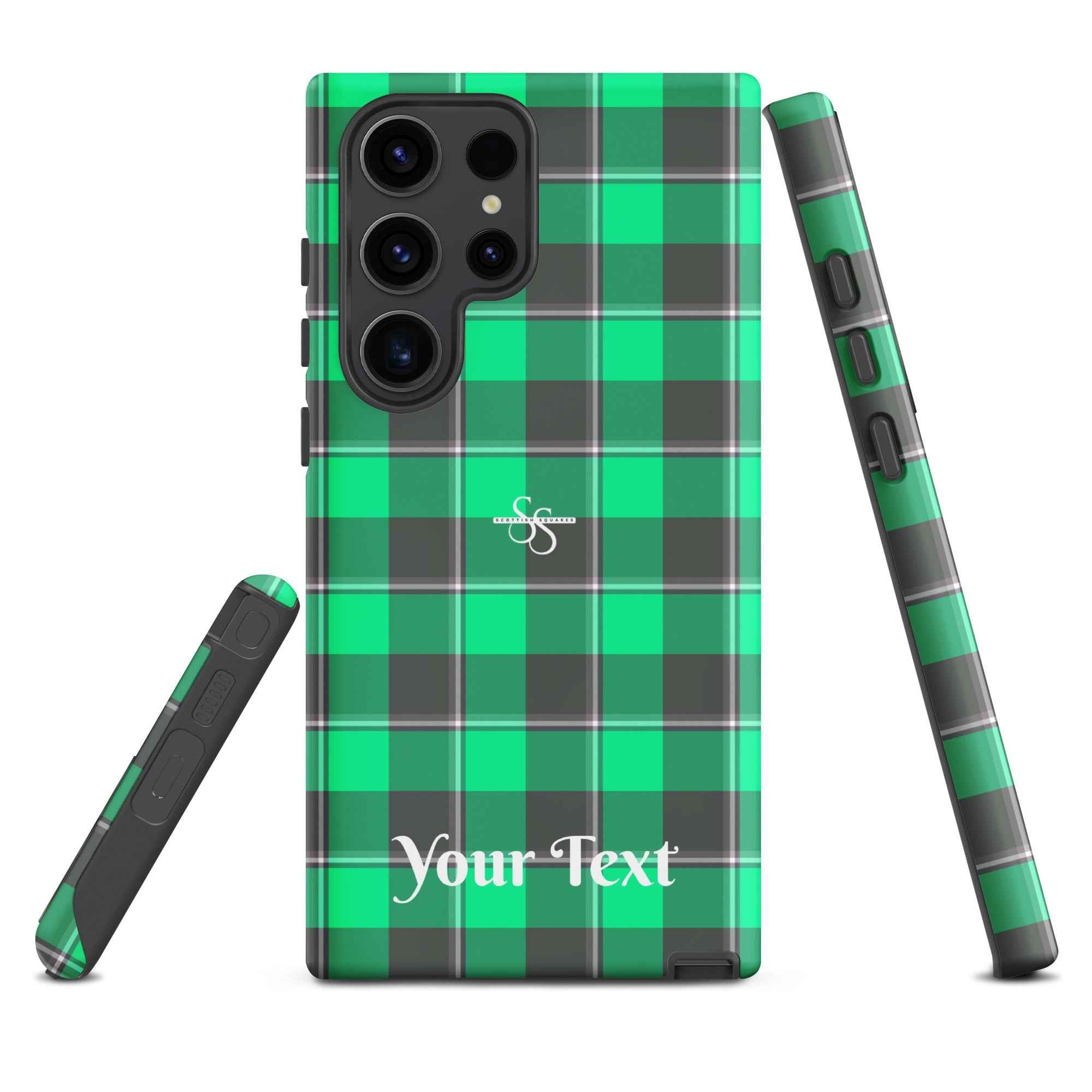 Personalized Spring Green and Finlandia Plaid Samsung Tough Case - Scottish Squares