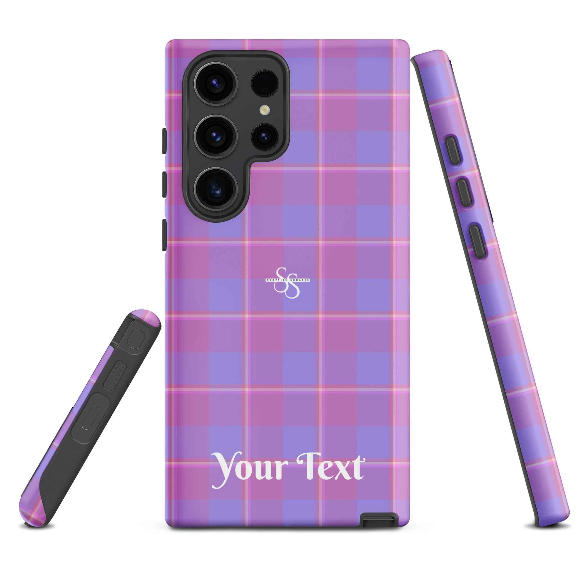 Personalized Viola and Dull Lavender Plaid Samsung Tough Case - Scottish Squares