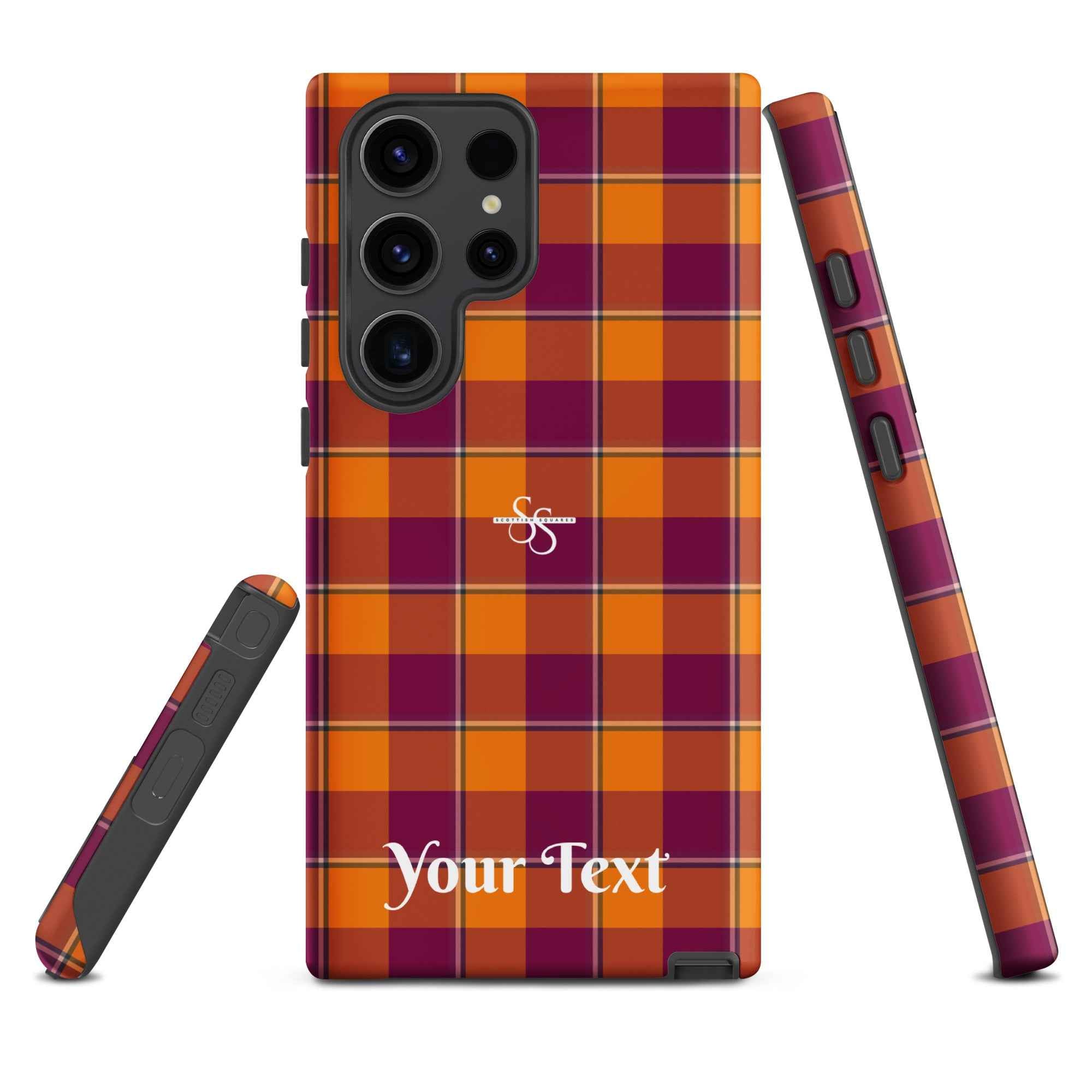 Personalized Tahiti Gold and Rose Bud Cherry Plaid Samsung Tough Case - Scottish Squares