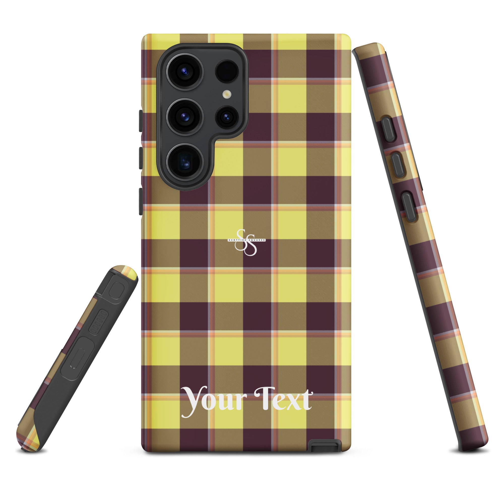 Personalized Flax and Livid Brown Plaid Samsung Tough Case - Scottish Squares