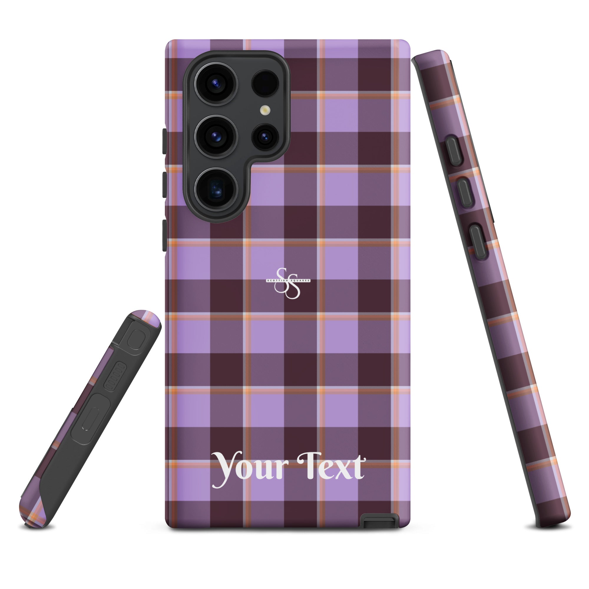 Personalized Light Wisteria and Livid Brown Plaid Samsung Tough Case - Scottish Squares