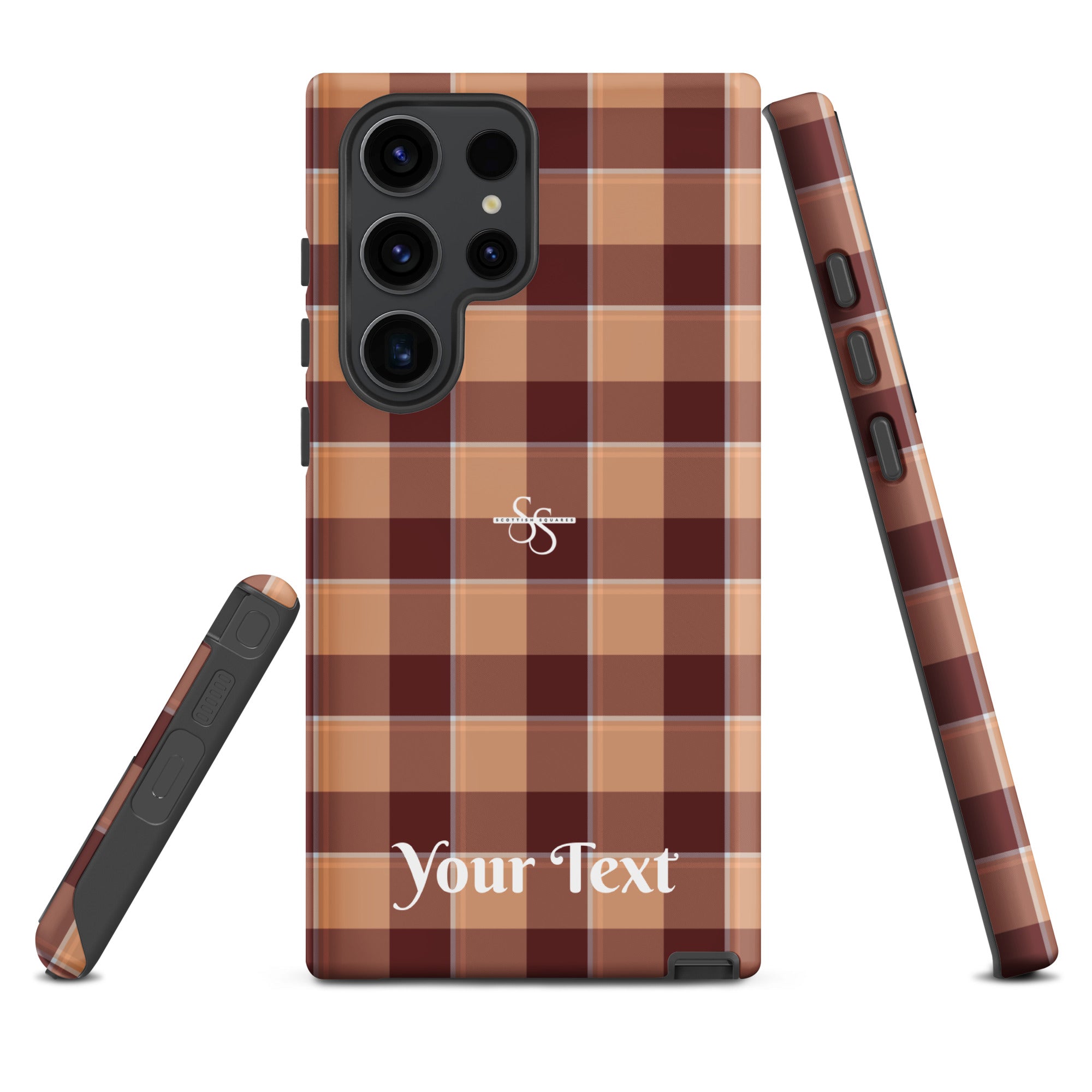 Personalized Whiskey and Livid Brown Plaid Samsung Tough Case - Scottish Squares
