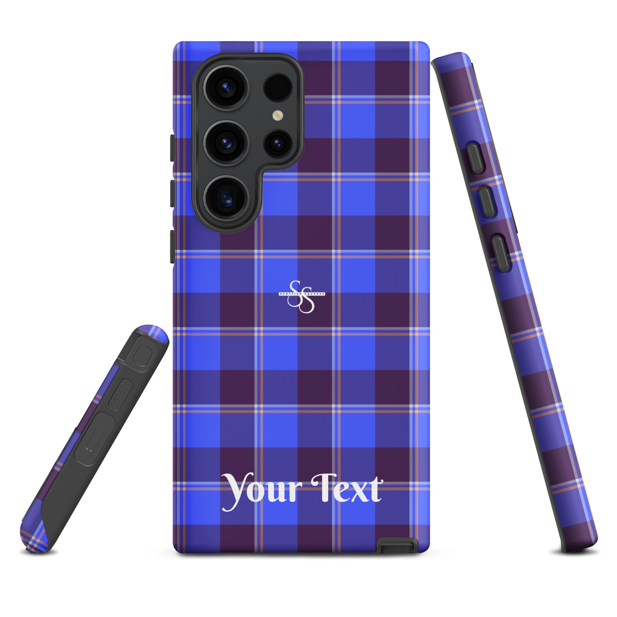 Personalized Cornflower Blue and Livid Brown Plaid Samsung Tough Case - Scottish Squares