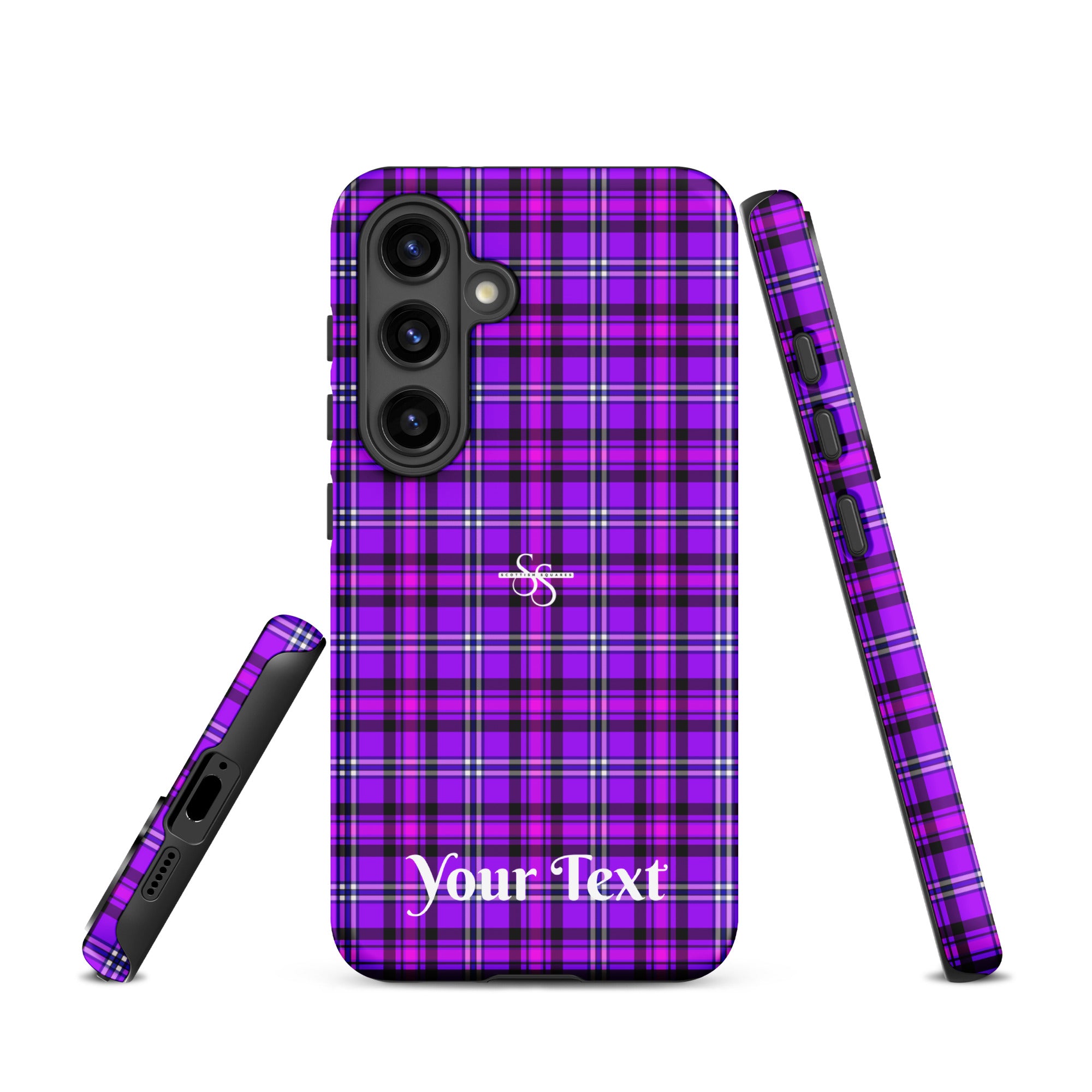 Personalized Electric Violet and Fuchsia Plaid Samsung Tough Case - Scottish Squares