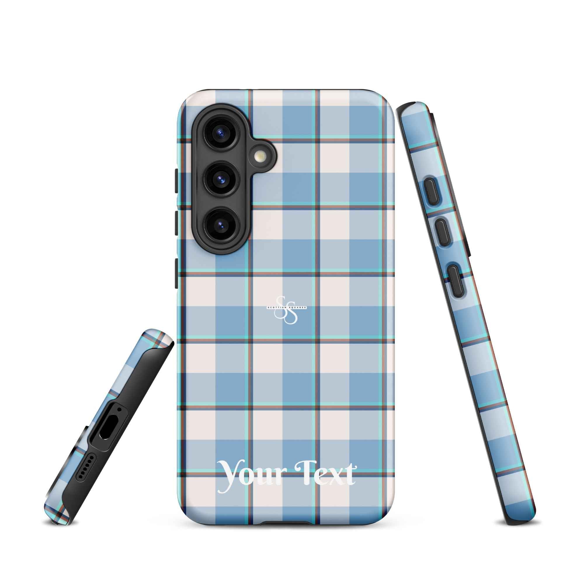Personalized Pink Cloud and Blue Lagoon Plaid Samsung Tough Case - Scottish Squares